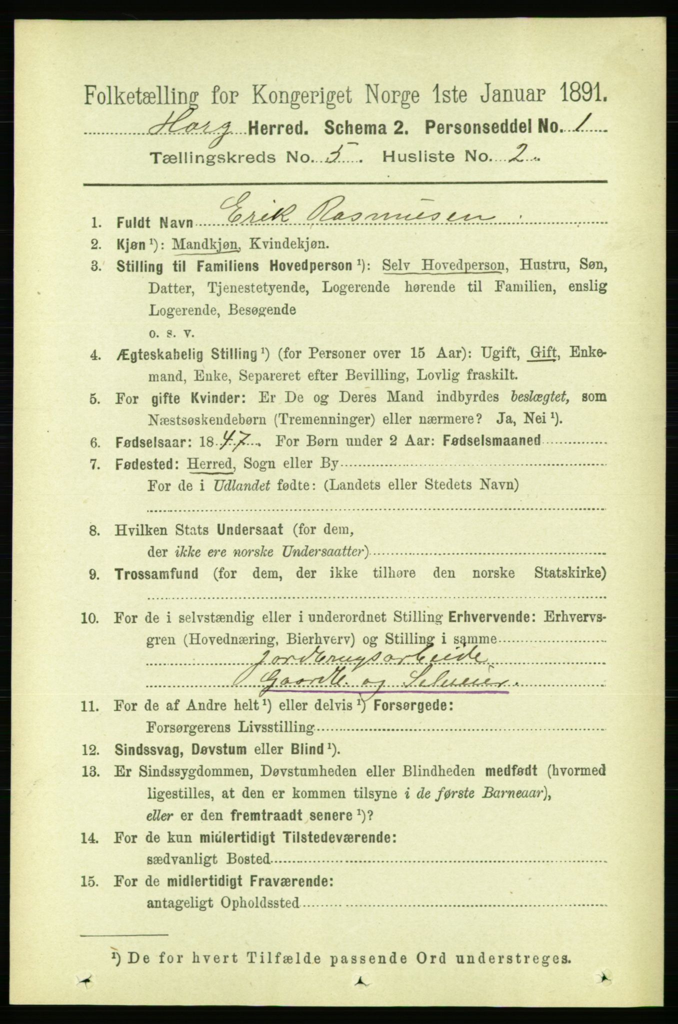 RA, 1891 census for 1650 Horg, 1891, p. 1932