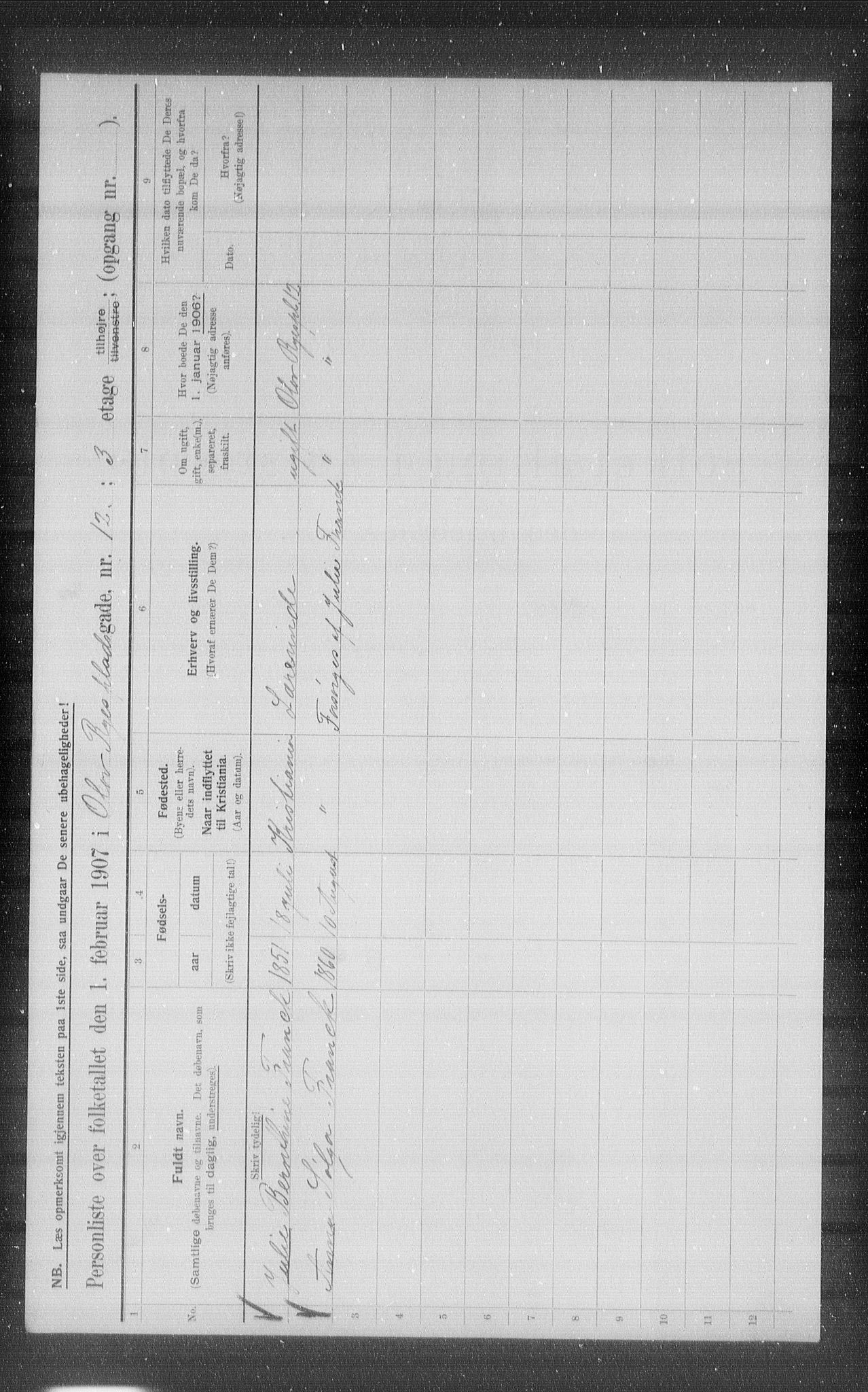 OBA, Municipal Census 1907 for Kristiania, 1907, p. 38589