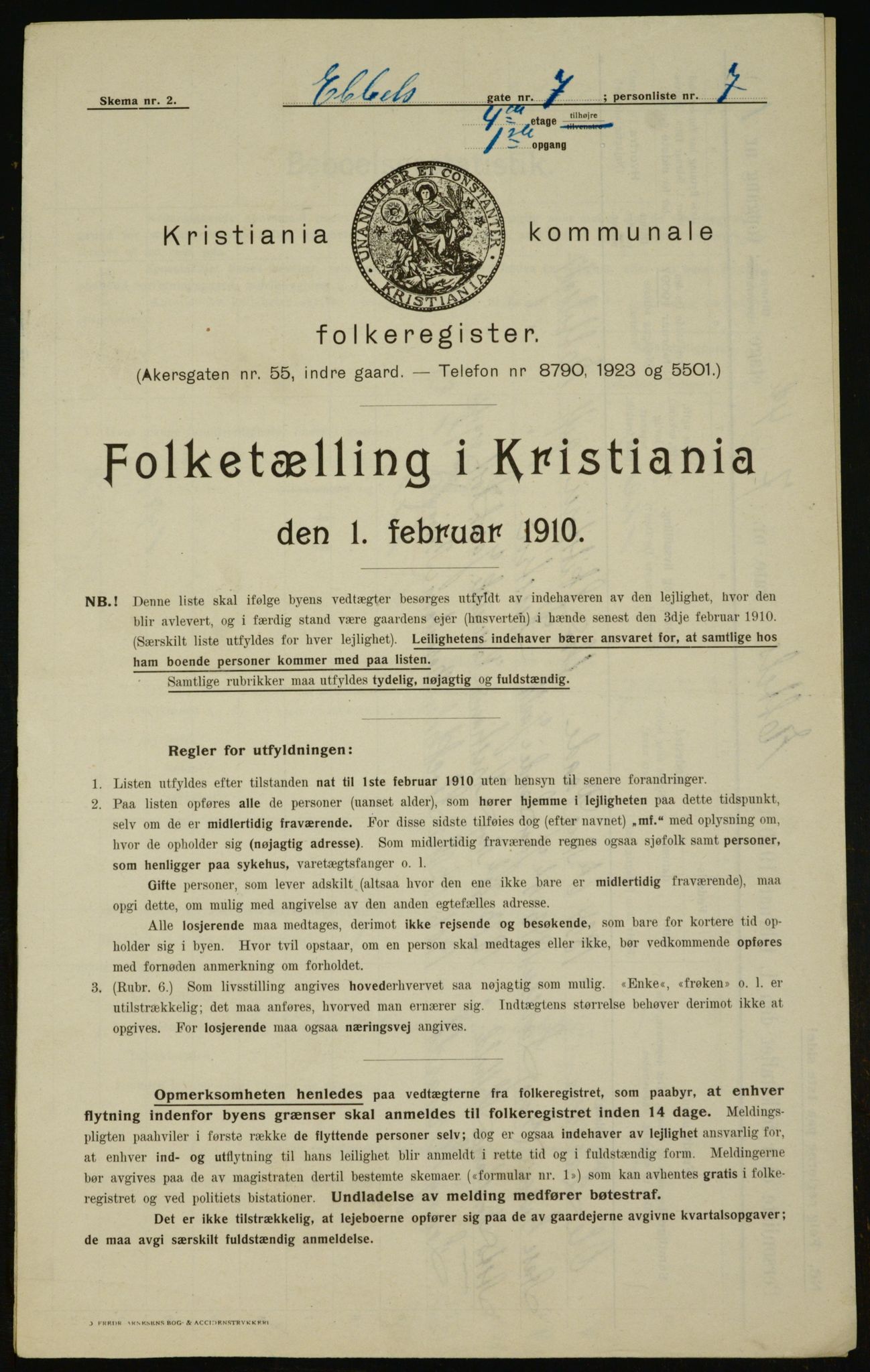 OBA, Municipal Census 1910 for Kristiania, 1910, p. 17256