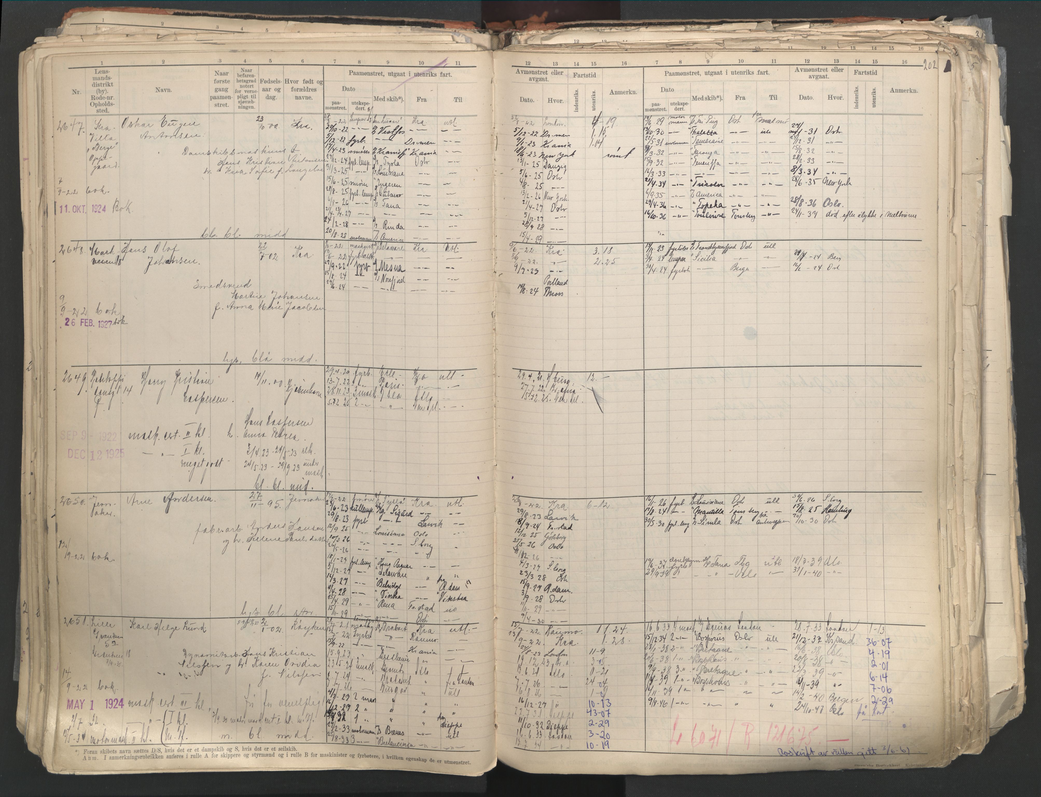 Oslo sjømannskontor, AV/SAO-A-10595/F/Fd/L0003: B-rulle, 1916, p. 201b-202a