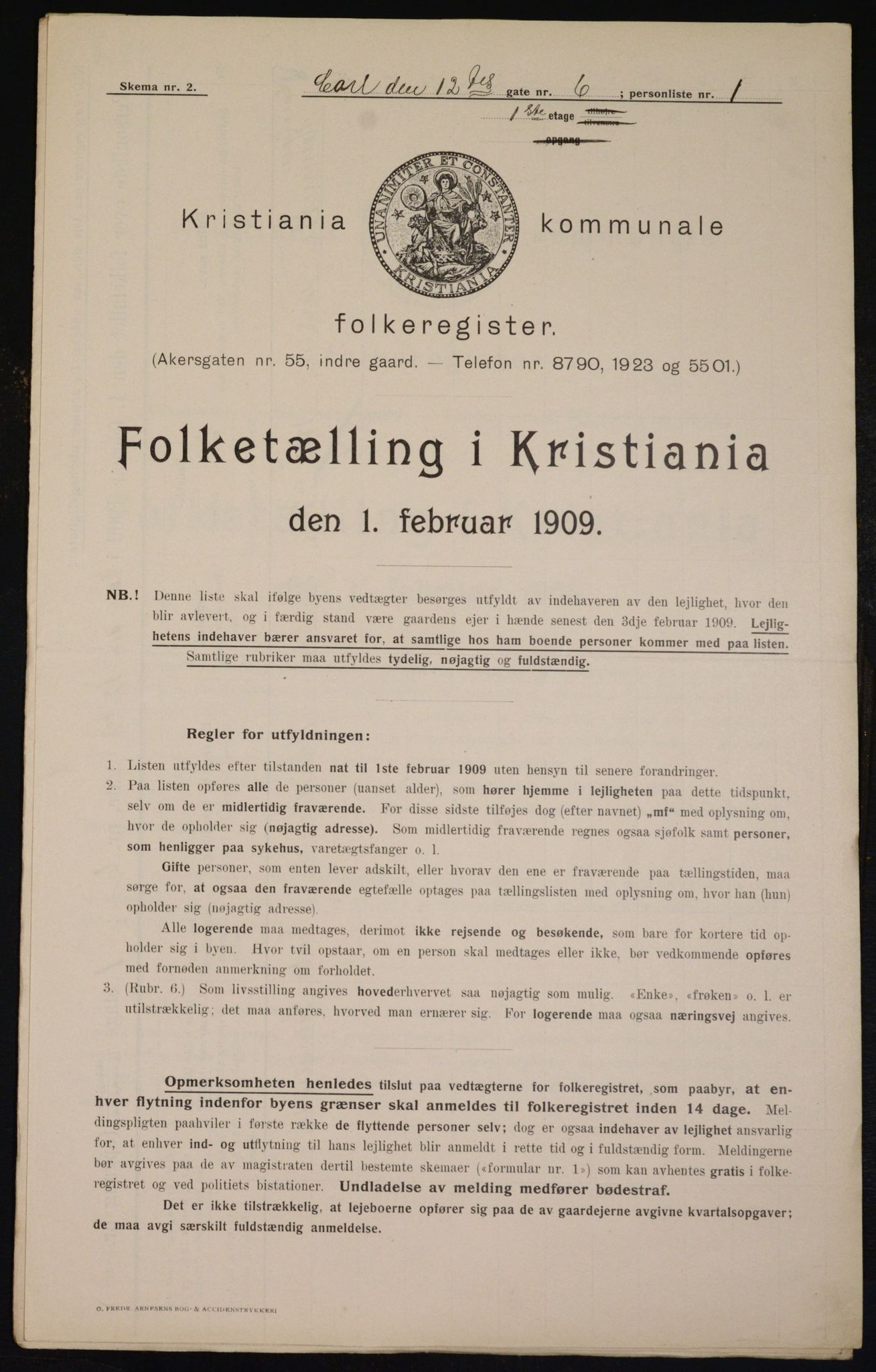 OBA, Municipal Census 1909 for Kristiania, 1909, p. 44111