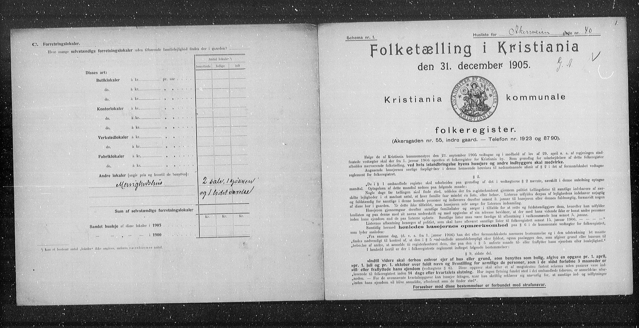 OBA, Municipal Census 1905 for Kristiania, 1905, p. 592