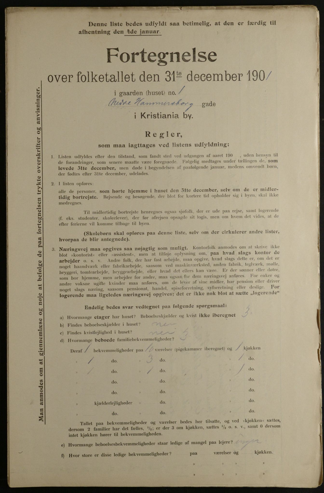 OBA, Municipal Census 1901 for Kristiania, 1901, p. 10606