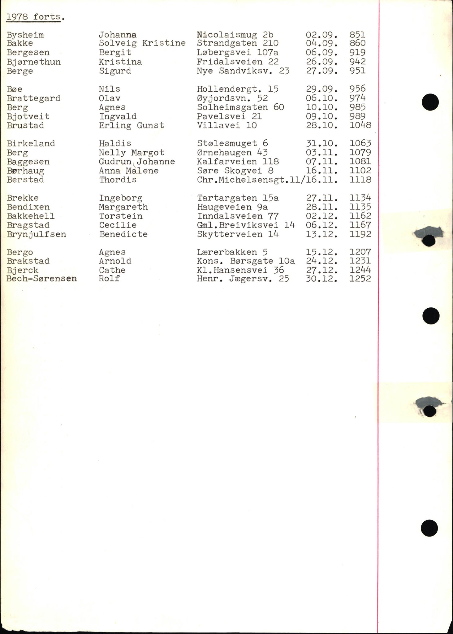 Byfogd og Byskriver i Bergen, SAB/A-3401/06/06Nb/L0018: Register til dødsfalljournaler, 1978, p. 3