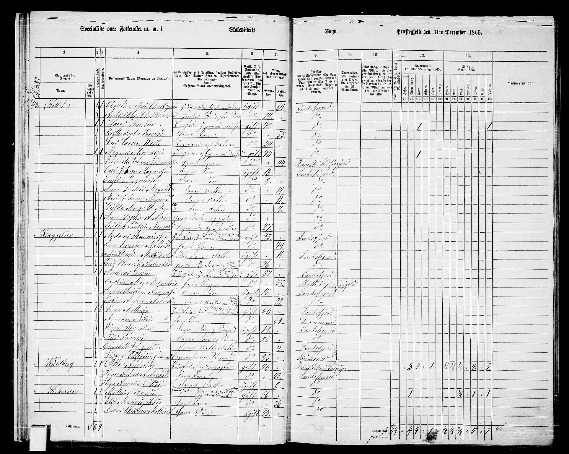 RA, 1865 census for Sandeherred/Sandeherred, 1865, p. 24