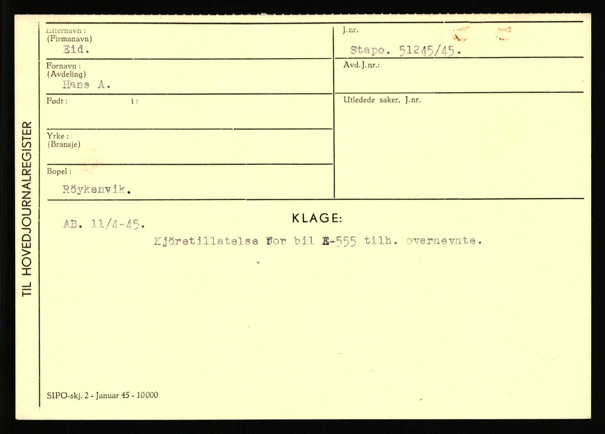 Statspolitiet - Hovedkontoret / Osloavdelingen, AV/RA-S-1329/C/Ca/L0004: Eid - funn av gjenstander	, 1943-1945, p. 2