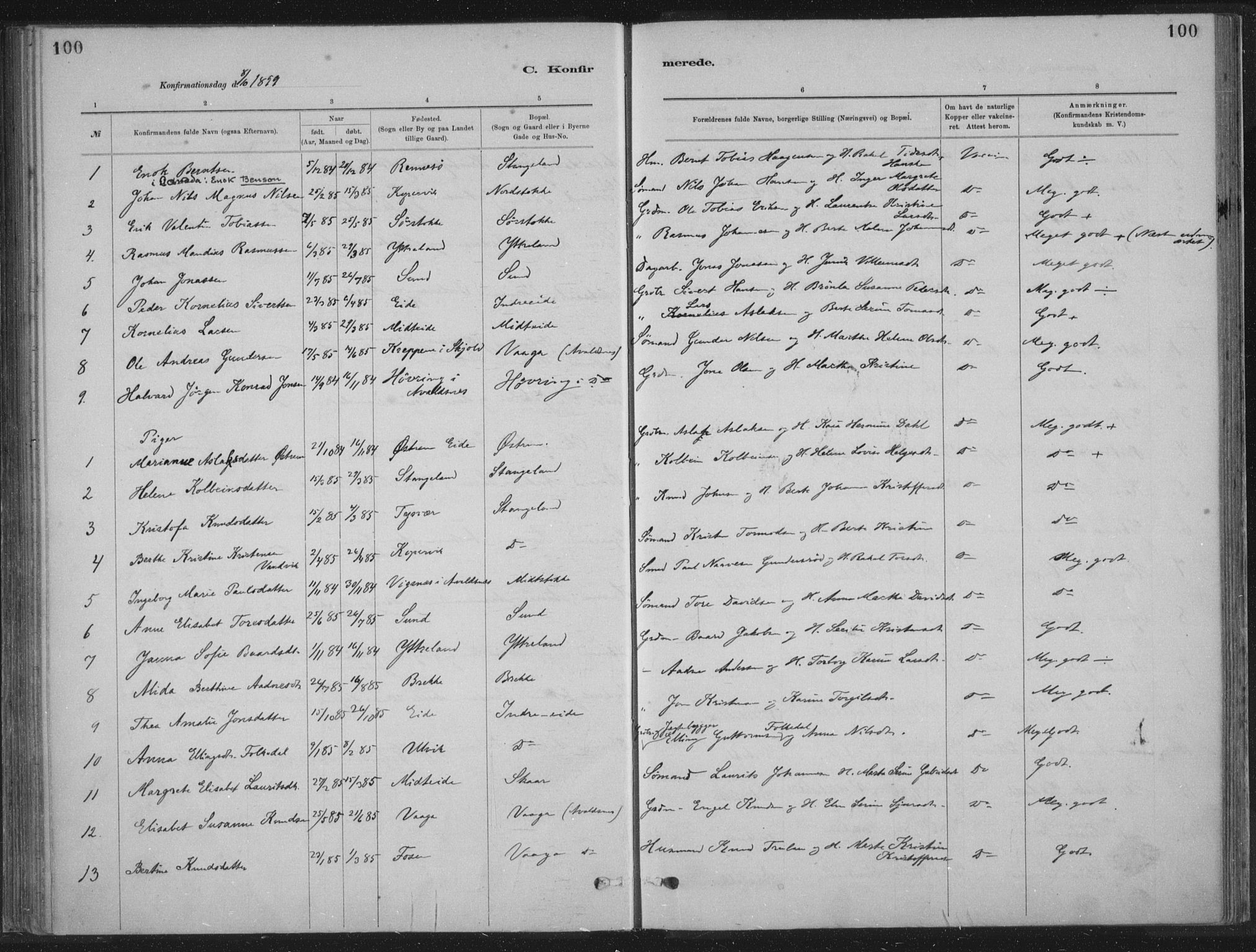 Kopervik sokneprestkontor, AV/SAST-A-101850/H/Ha/Haa/L0002: Parish register (official) no. A 2, 1880-1912, p. 100