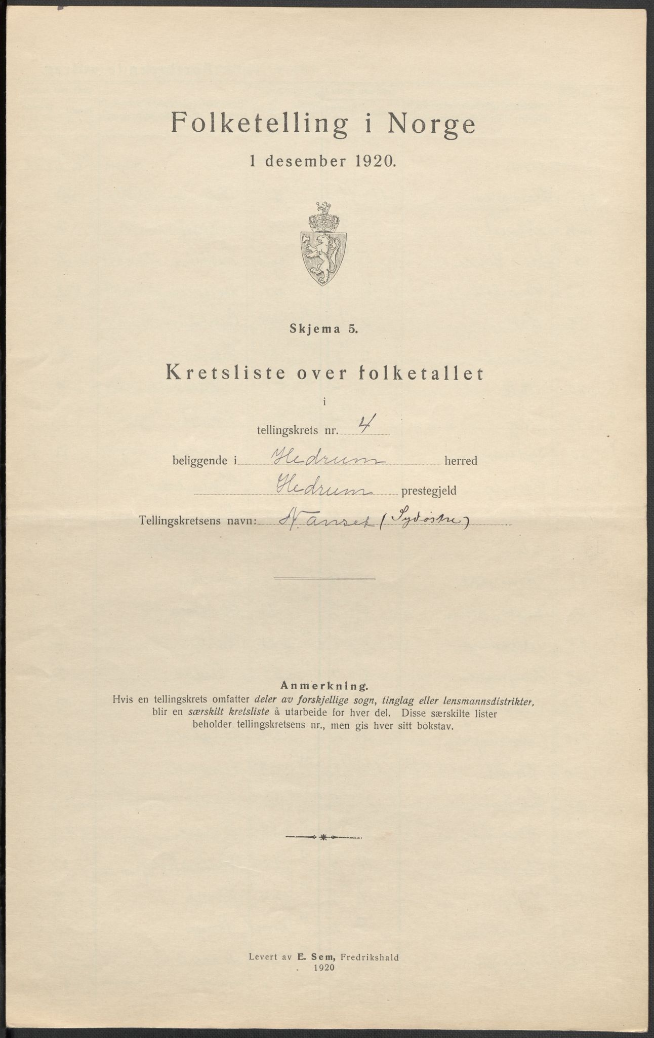 SAKO, 1920 census for Hedrum, 1920, p. 14