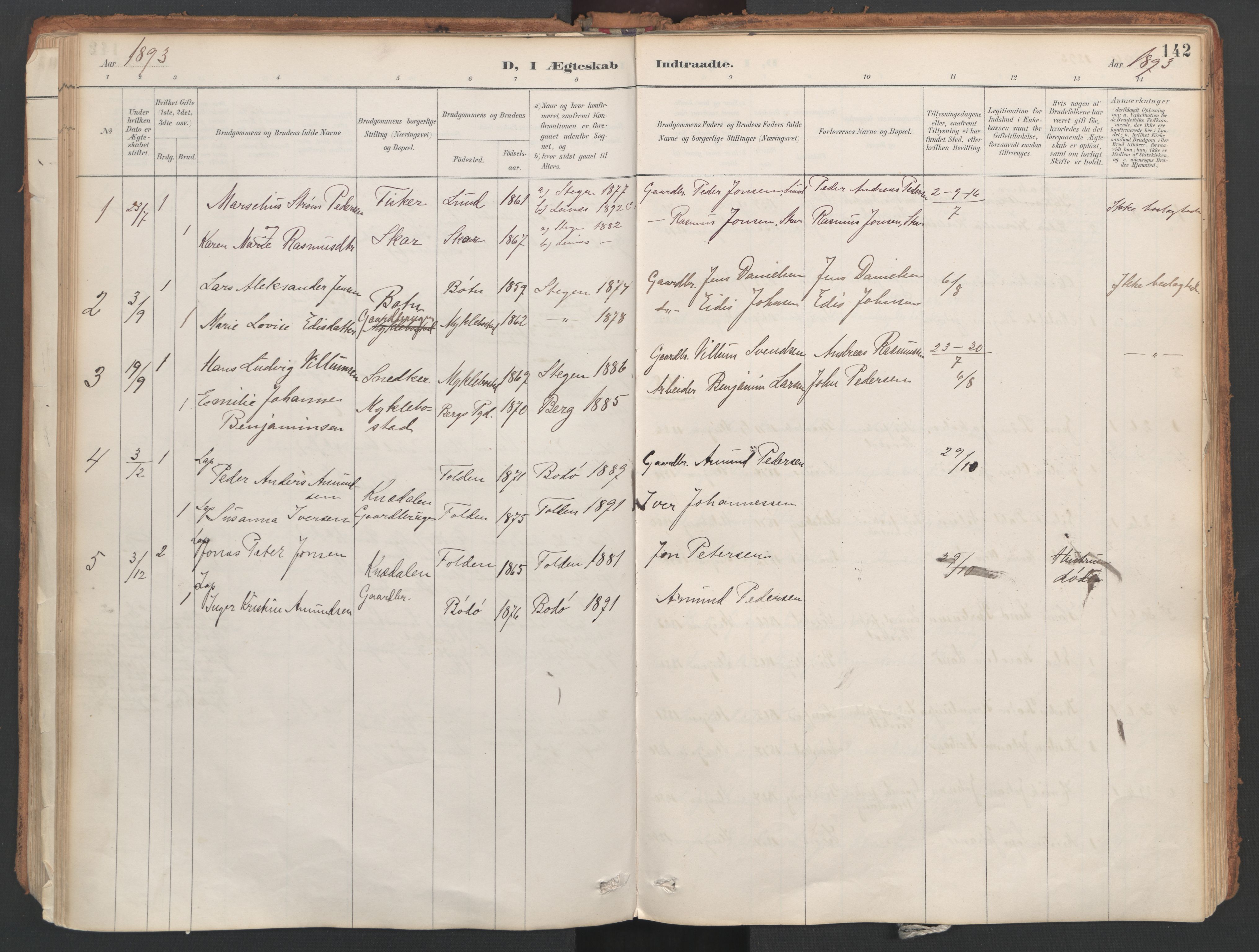 Ministerialprotokoller, klokkerbøker og fødselsregistre - Nordland, AV/SAT-A-1459/857/L0822: Parish register (official) no. 857A02, 1890-1917, p. 142