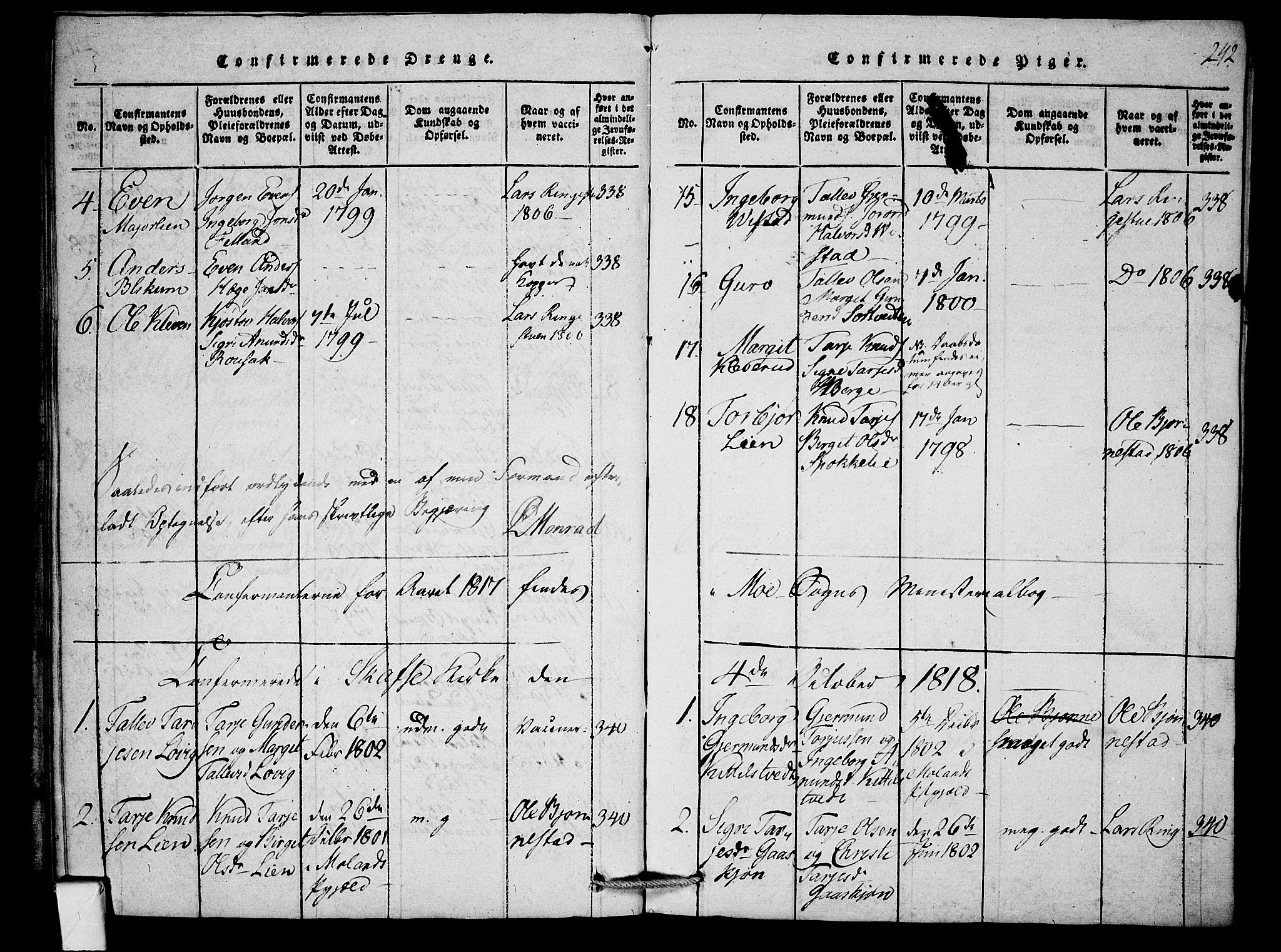 Mo kirkebøker, SAKO/A-286/F/Fb/L0001: Parish register (official) no. II 1, 1814-1844, p. 242