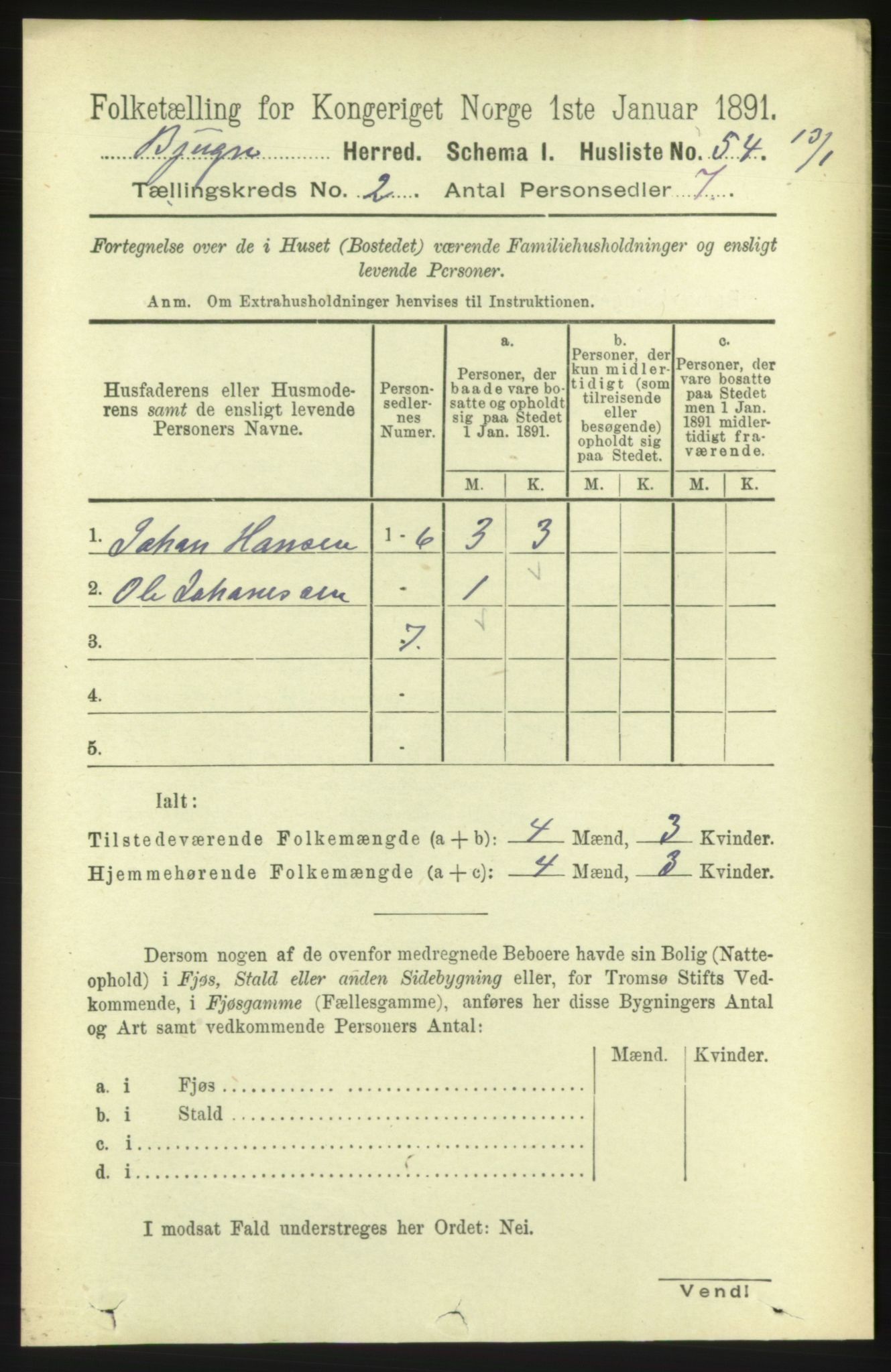 RA, 1891 census for 1627 Bjugn, 1891, p. 232