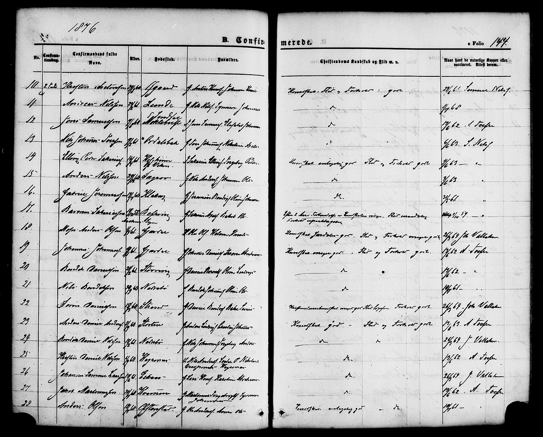 Jølster sokneprestembete, AV/SAB-A-80701/H/Haa/Haaa/L0011: Parish register (official) no. A 11, 1866-1881, p. 144