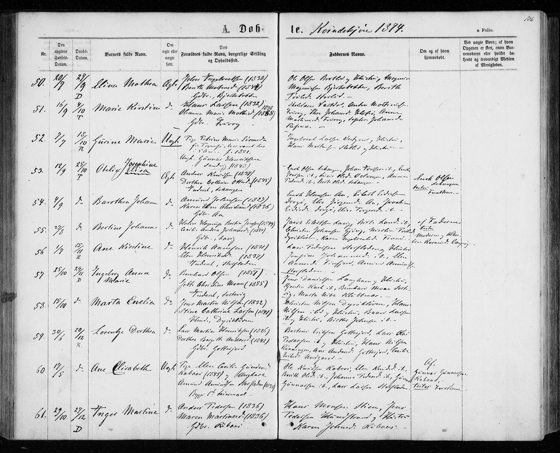 Tranøy sokneprestkontor, AV/SATØ-S-1313/I/Ia/Iaa/L0008kirke: Parish register (official) no. 8, 1867-1877, p. 106