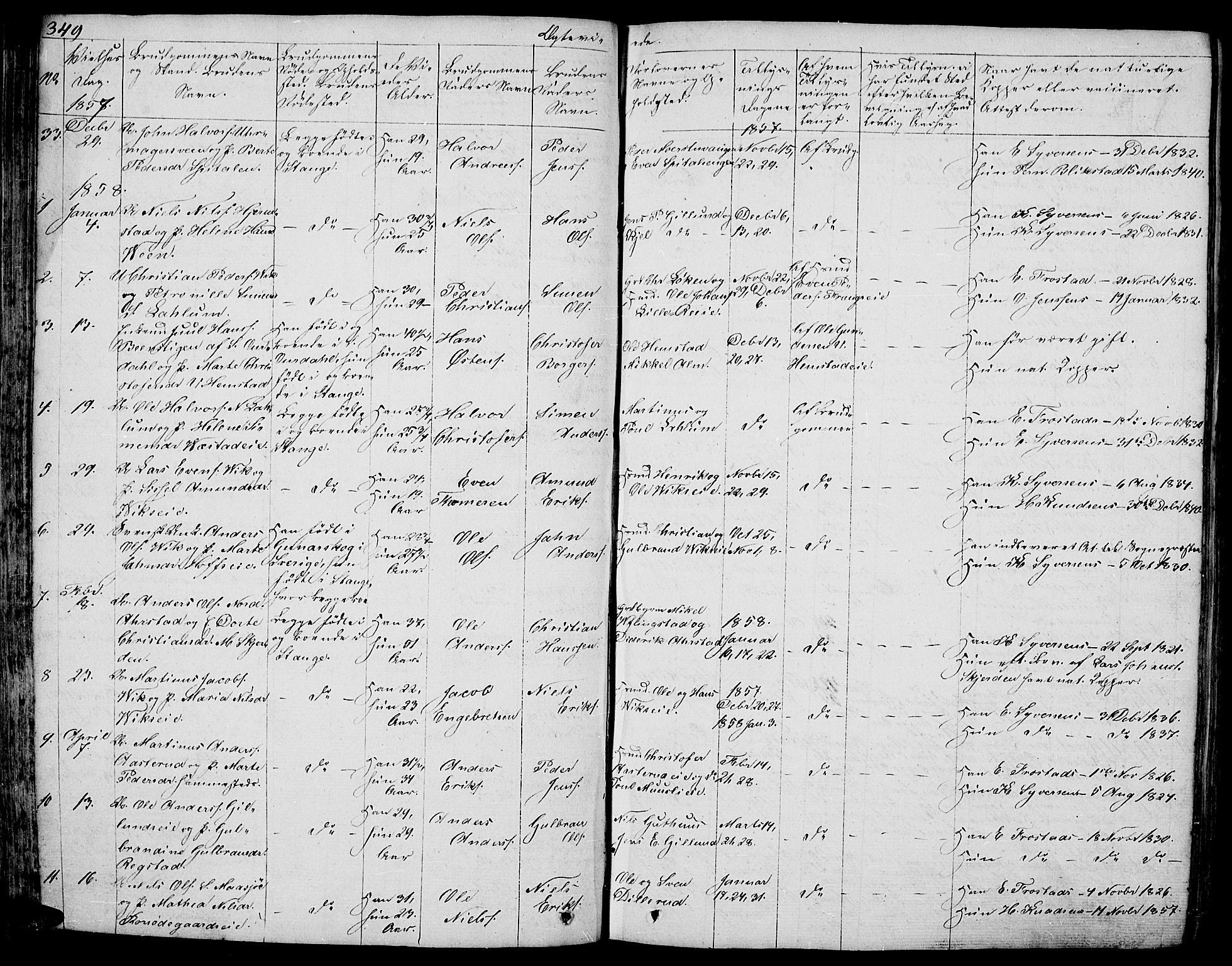Stange prestekontor, SAH/PREST-002/L/L0003: Parish register (copy) no. 3, 1840-1864, p. 349