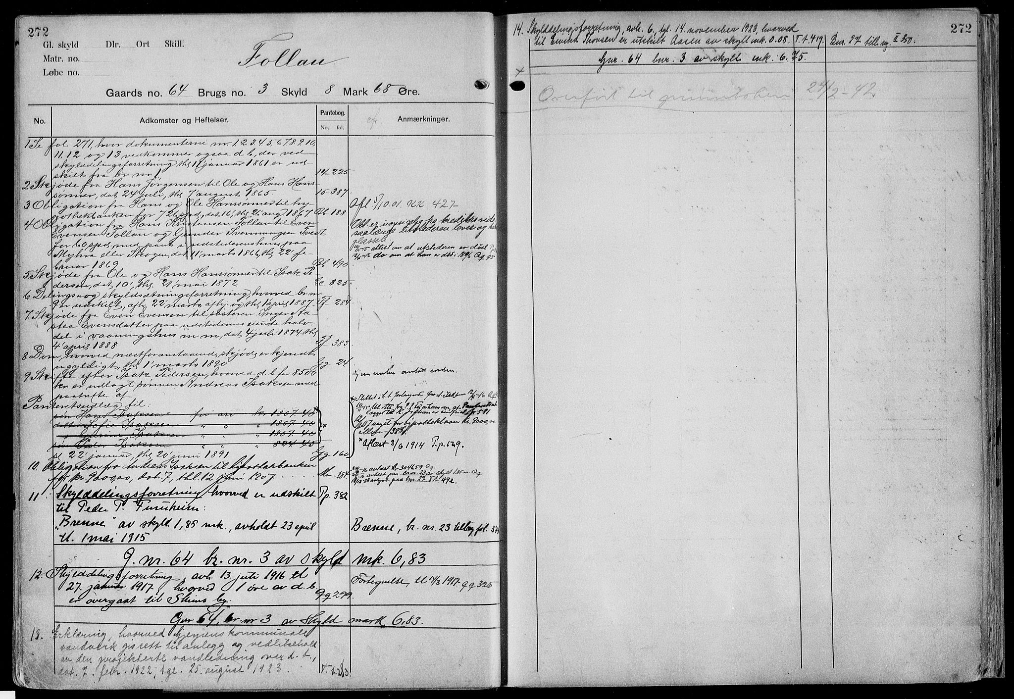 Gjerpen sorenskriveri, AV/SAKO-A-216/G/Gb/Gbd/L0002b: Mortgage register no. IV 2b, p. 272