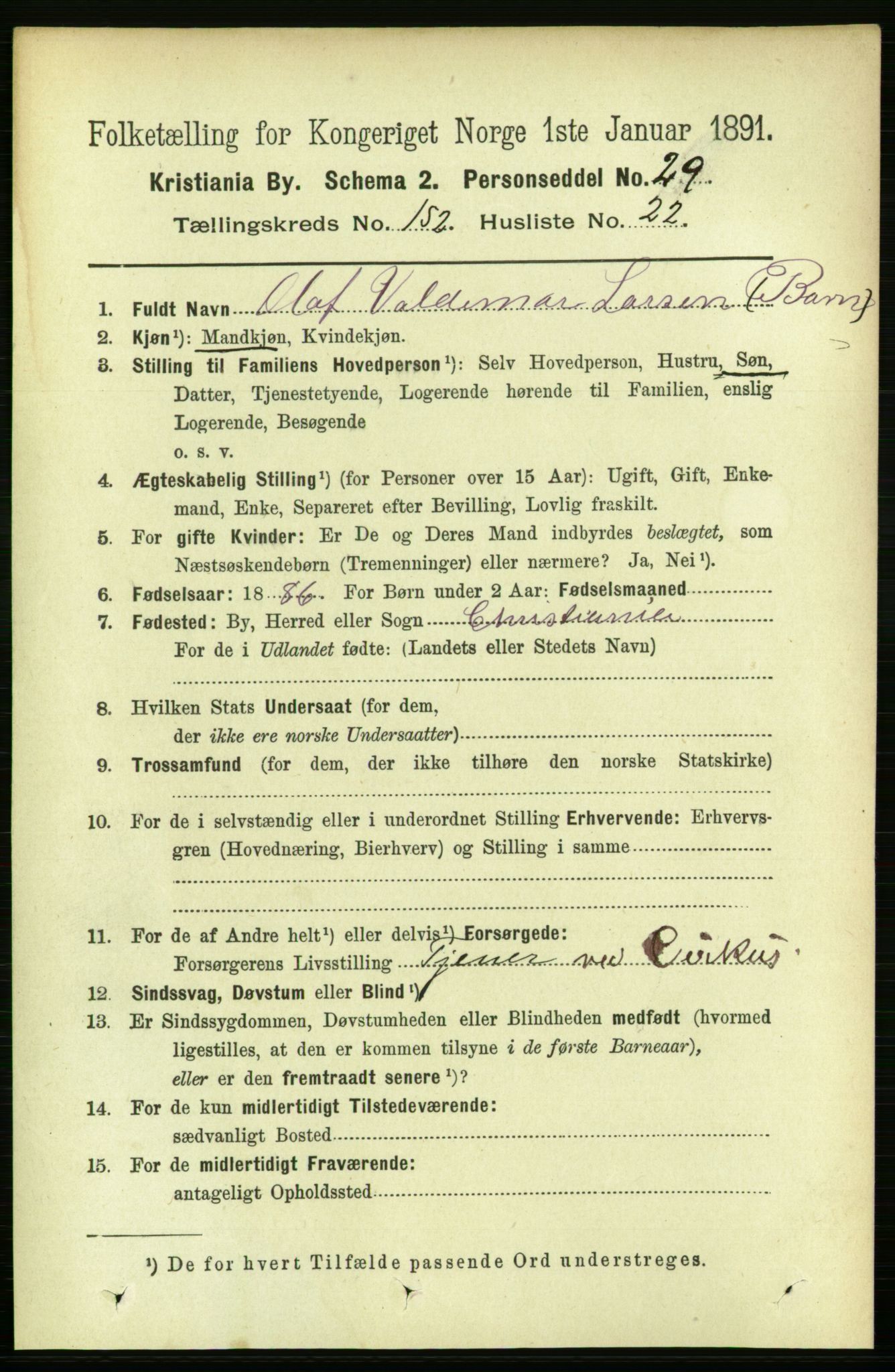 RA, 1891 census for 0301 Kristiania, 1891, p. 85871