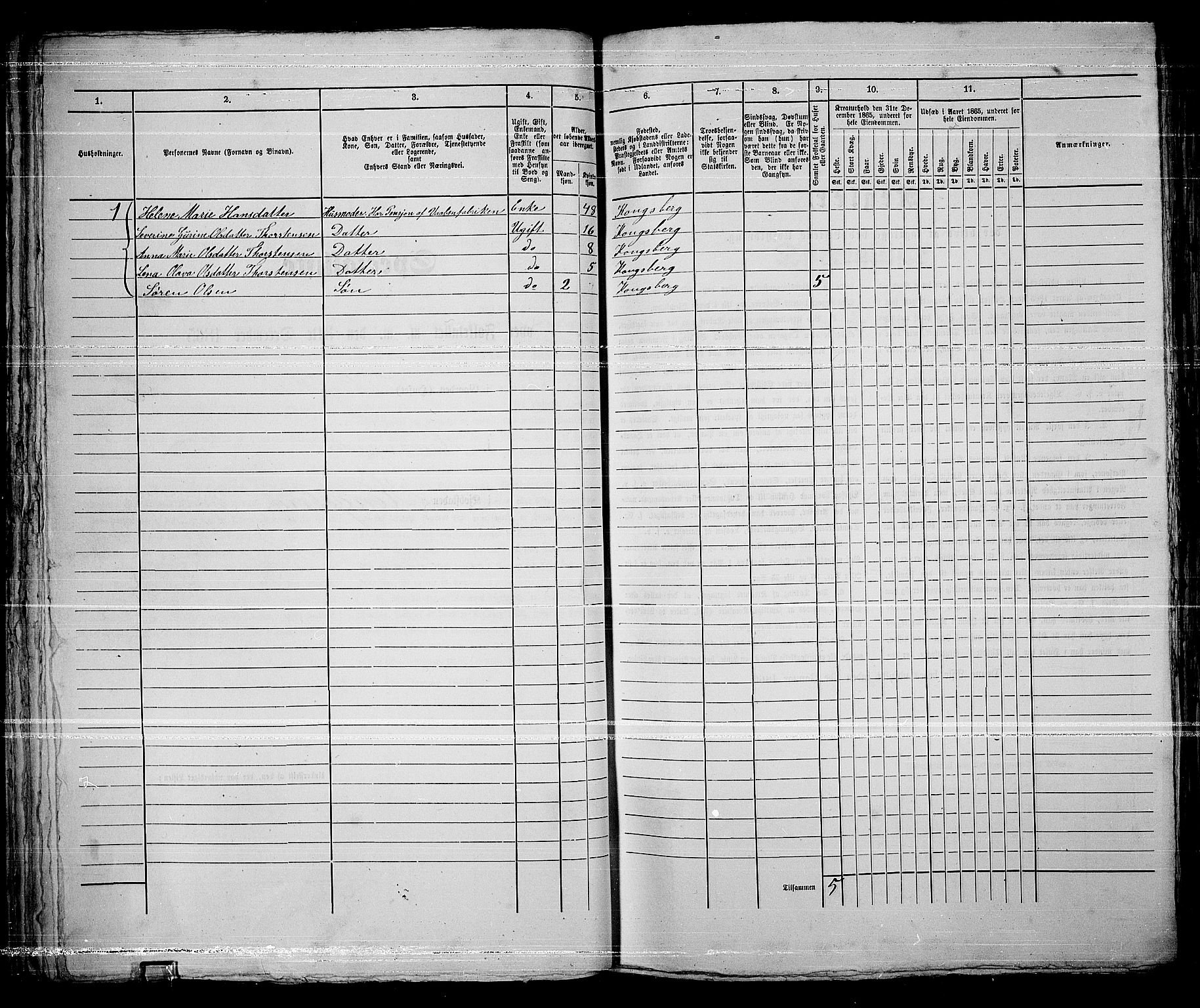 RA, 1865 census for Kongsberg/Kongsberg, 1865, p. 86