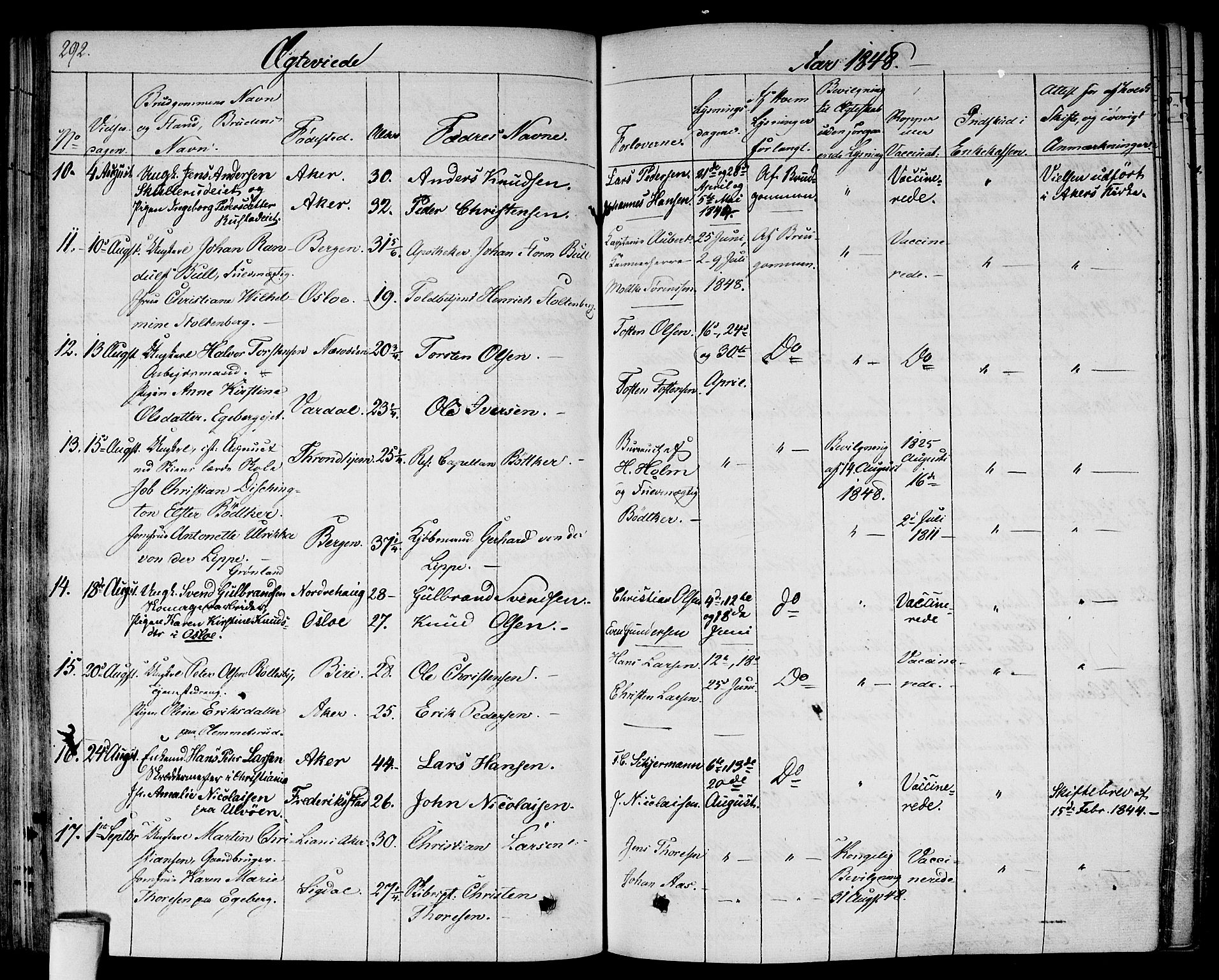 Gamlebyen prestekontor Kirkebøker, AV/SAO-A-10884/F/Fa/L0003: Parish register (official) no. 3, 1829-1849, p. 292