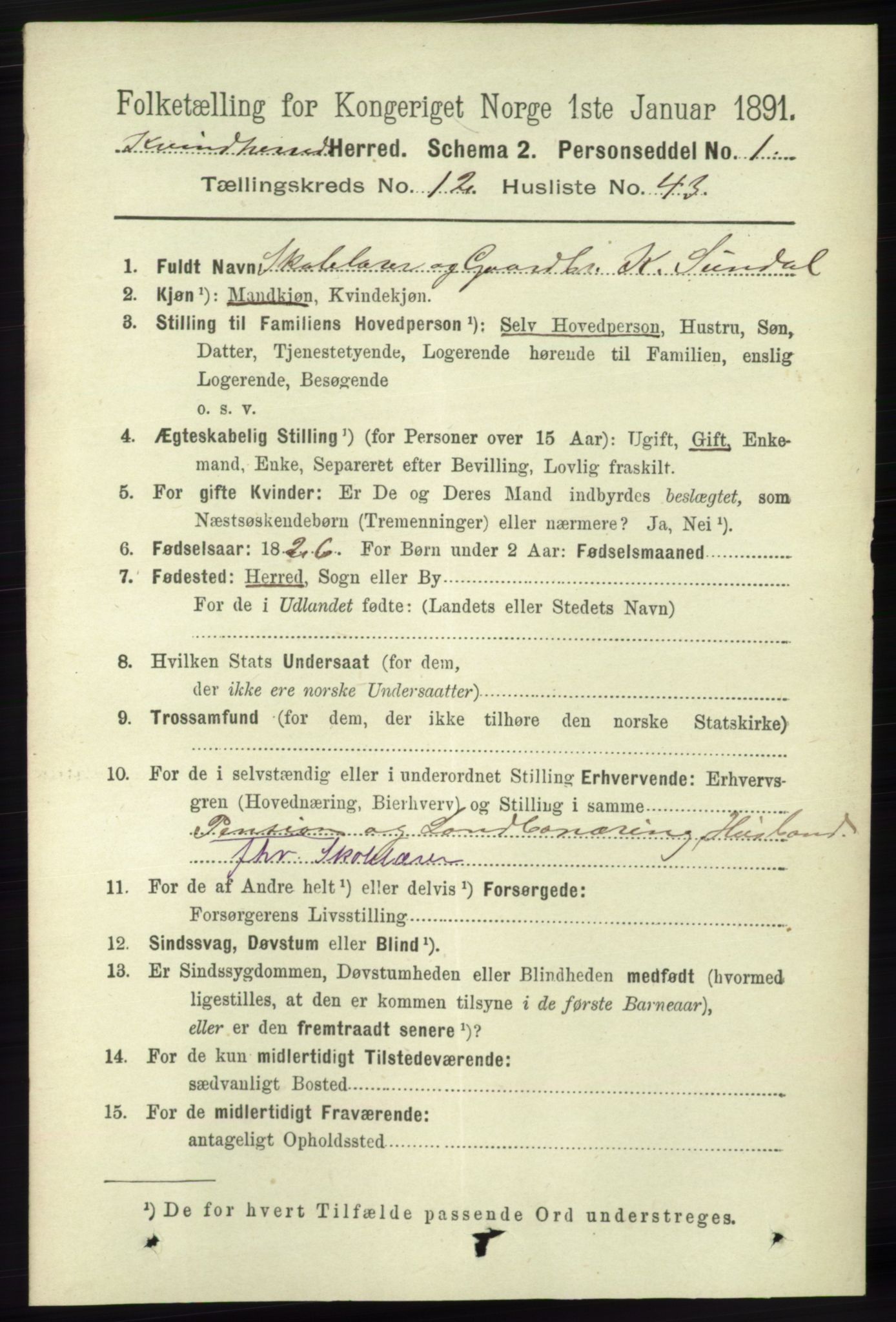 RA, 1891 census for 1224 Kvinnherad, 1891, p. 4202