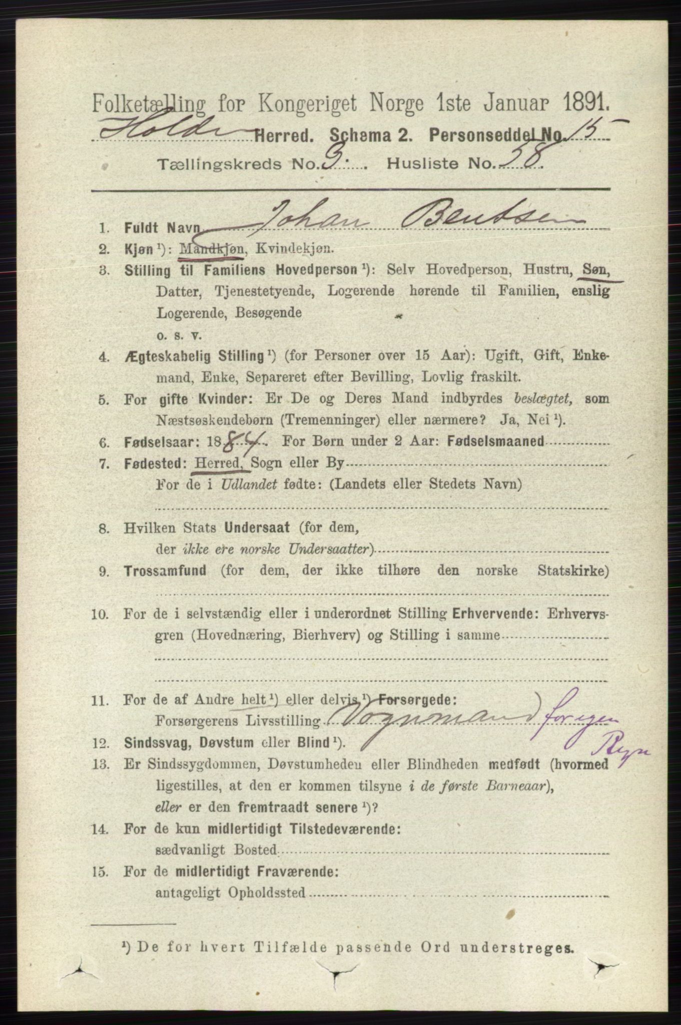 RA, 1891 census for 0819 Holla, 1891, p. 2052