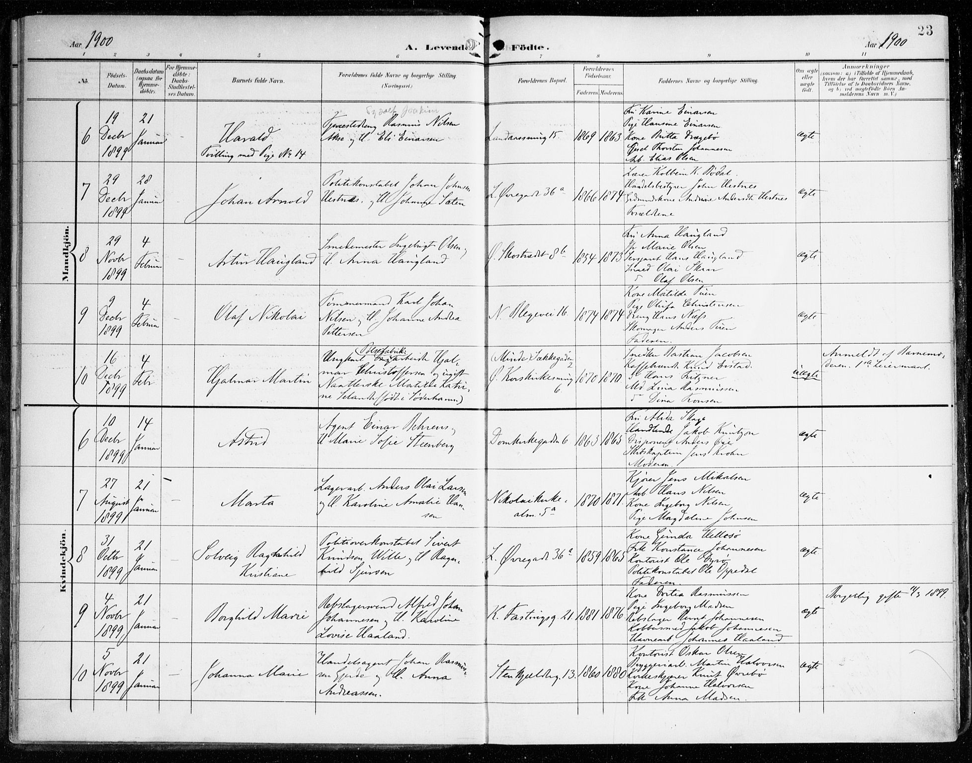 Korskirken sokneprestembete, AV/SAB-A-76101/H/Haa/L0023: Parish register (official) no. B 9, 1899-1908, p. 23