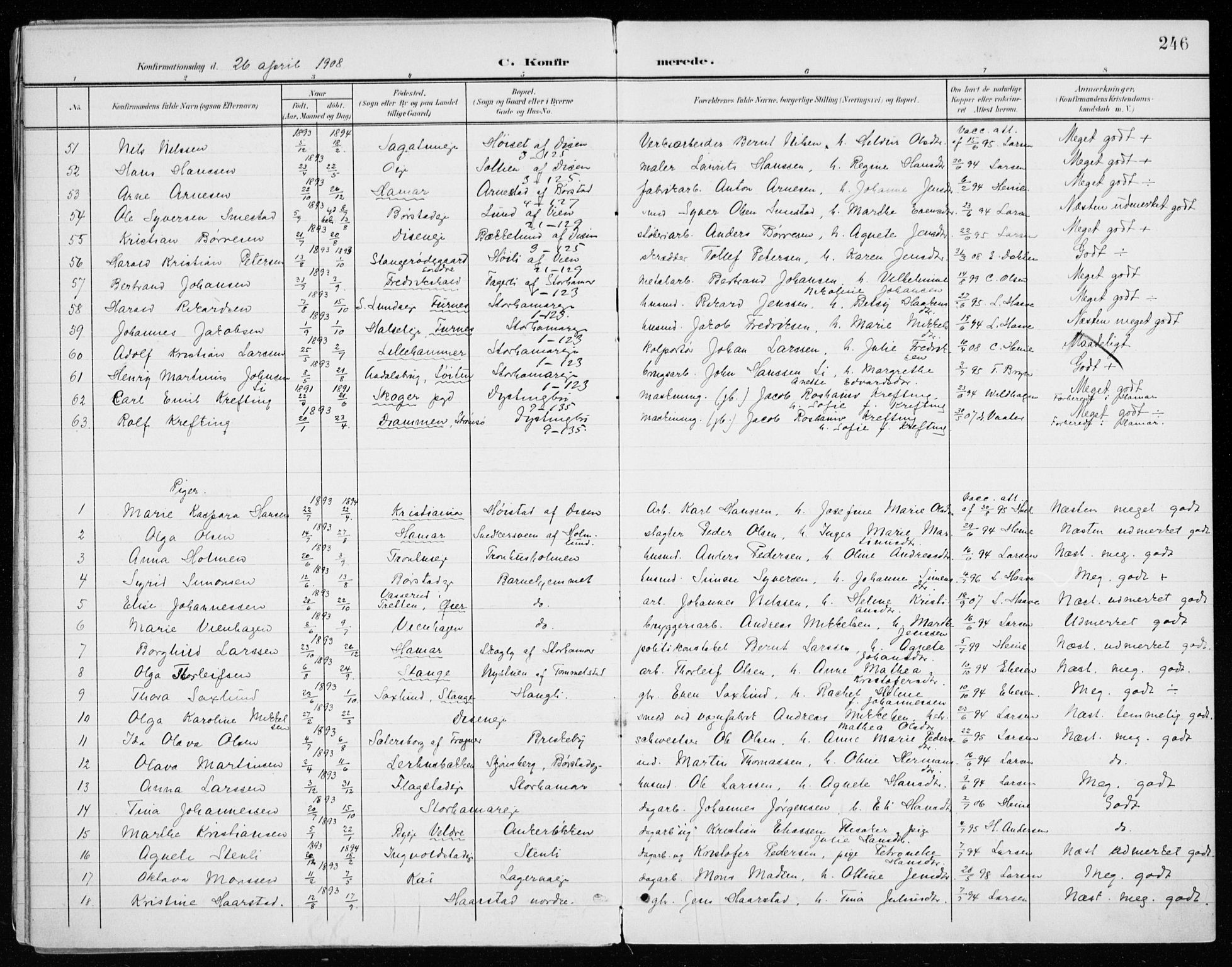 Vang prestekontor, Hedmark, AV/SAH-PREST-008/H/Ha/Haa/L0021: Parish register (official) no. 21, 1902-1917, p. 246