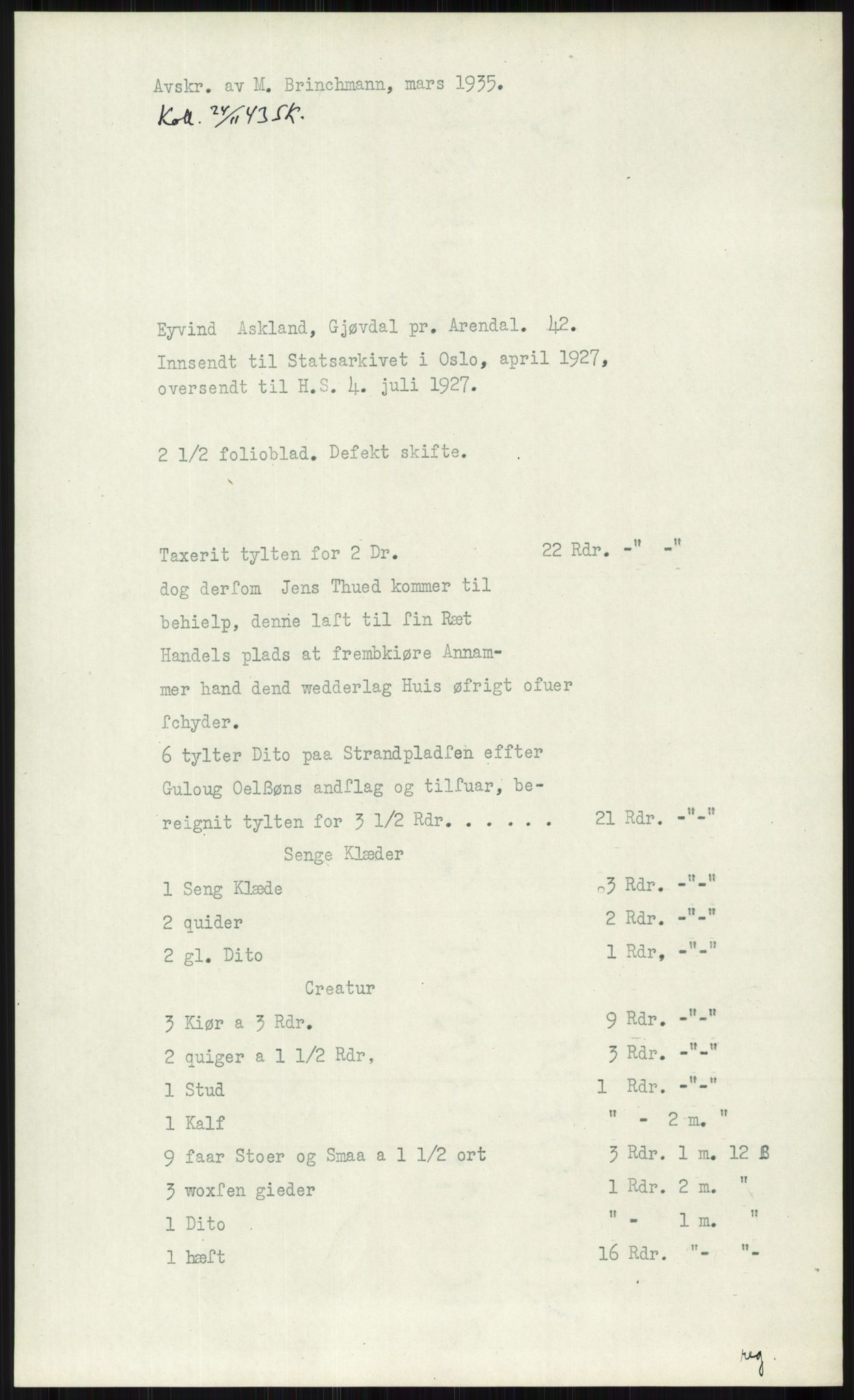 Samlinger til kildeutgivelse, Diplomavskriftsamlingen, AV/RA-EA-4053/H/Ha, p. 193