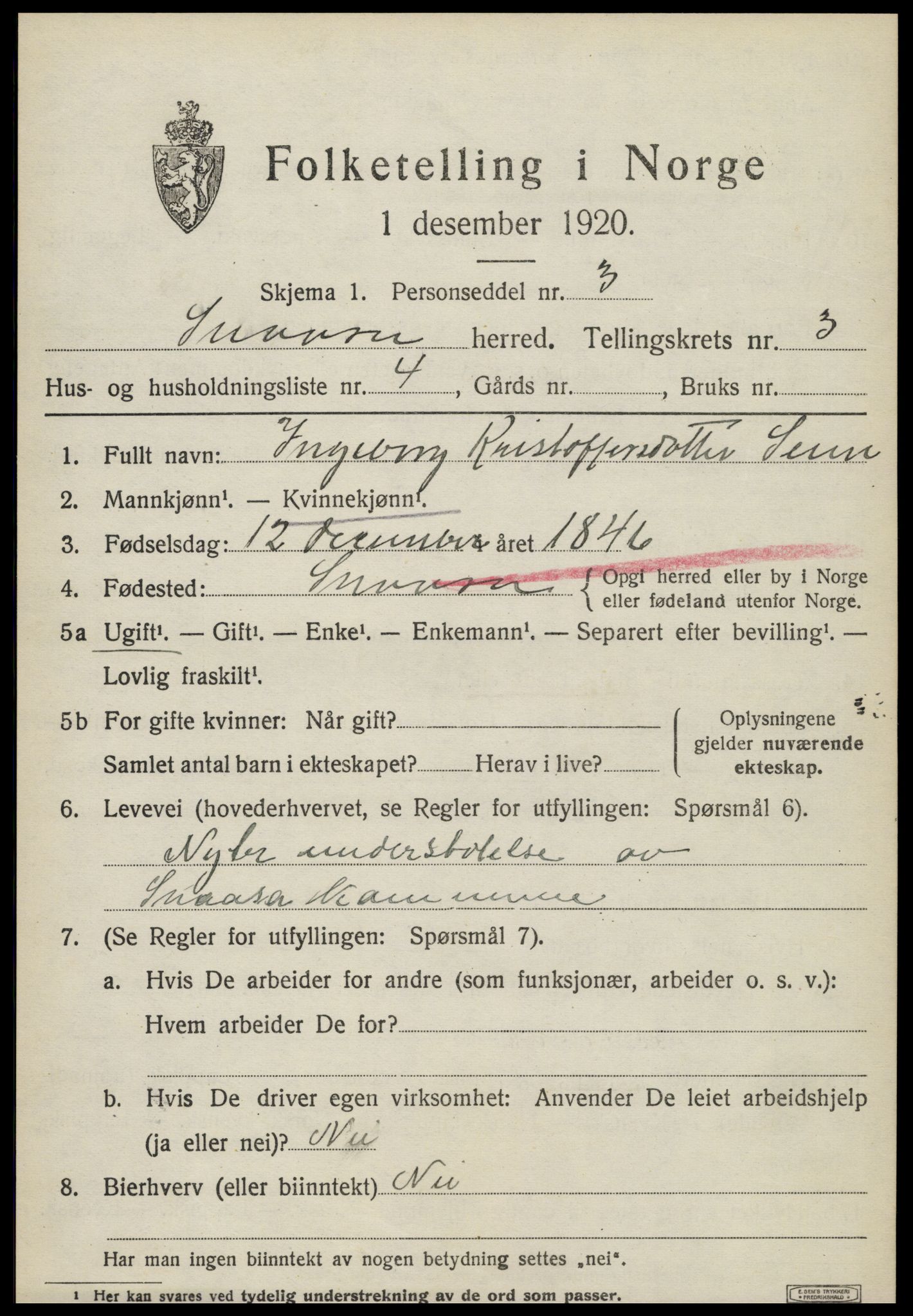 SAT, 1920 census for Snåsa, 1920, p. 1572