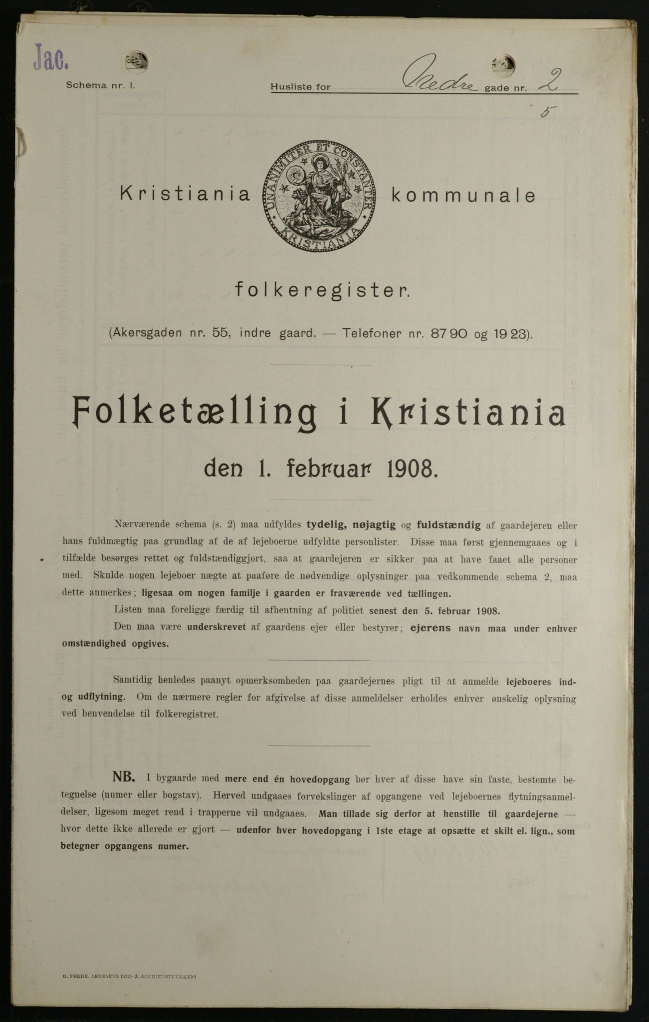 OBA, Municipal Census 1908 for Kristiania, 1908, p. 61974