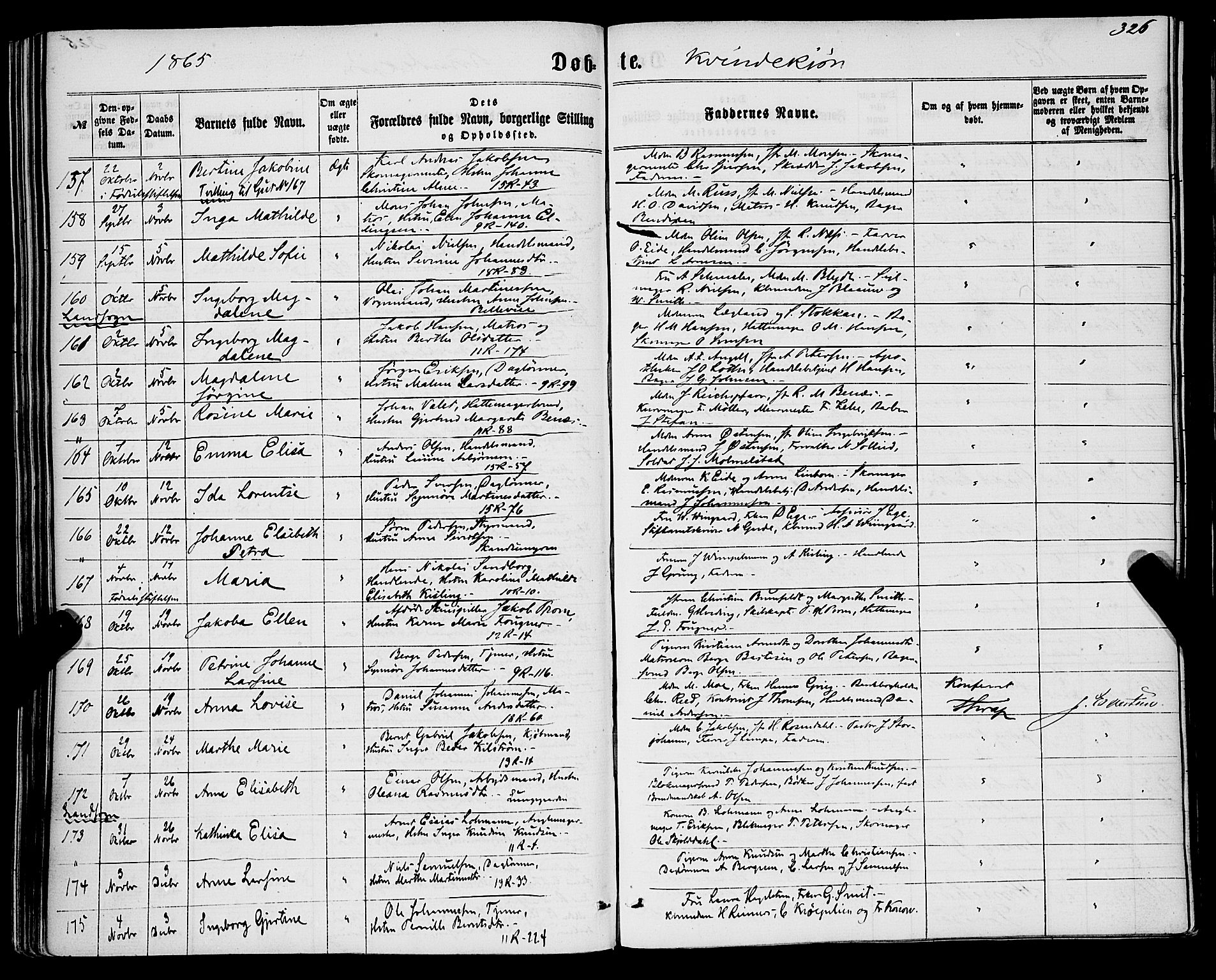 Domkirken sokneprestembete, SAB/A-74801/H/Haa/L0021: Parish register (official) no. B 4, 1859-1871, p. 326