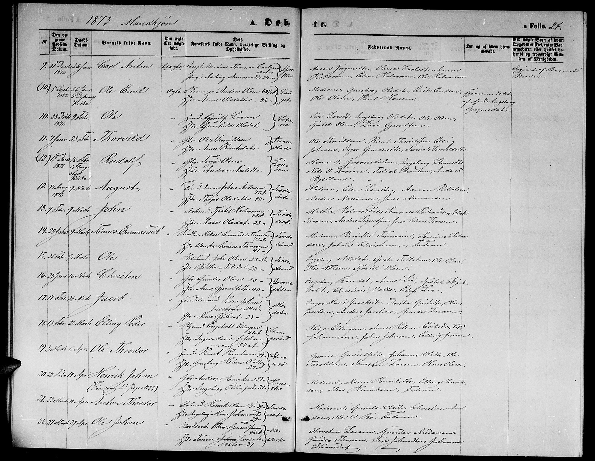 Holt sokneprestkontor, AV/SAK-1111-0021/F/Fb/L0009: Parish register (copy) no. B 9, 1871-1883, p. 24