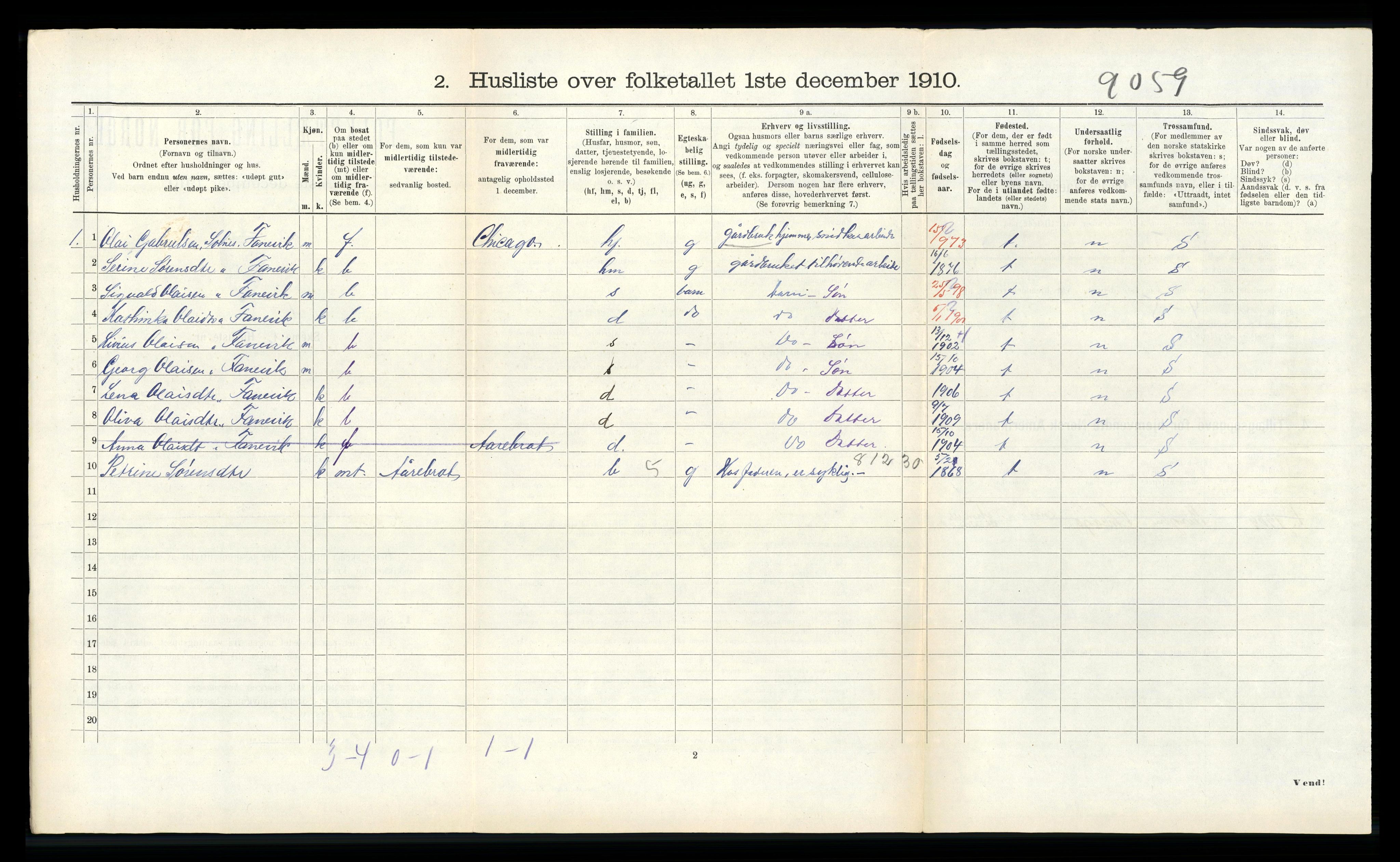 RA, 1910 census for Kinn, 1910, p. 259