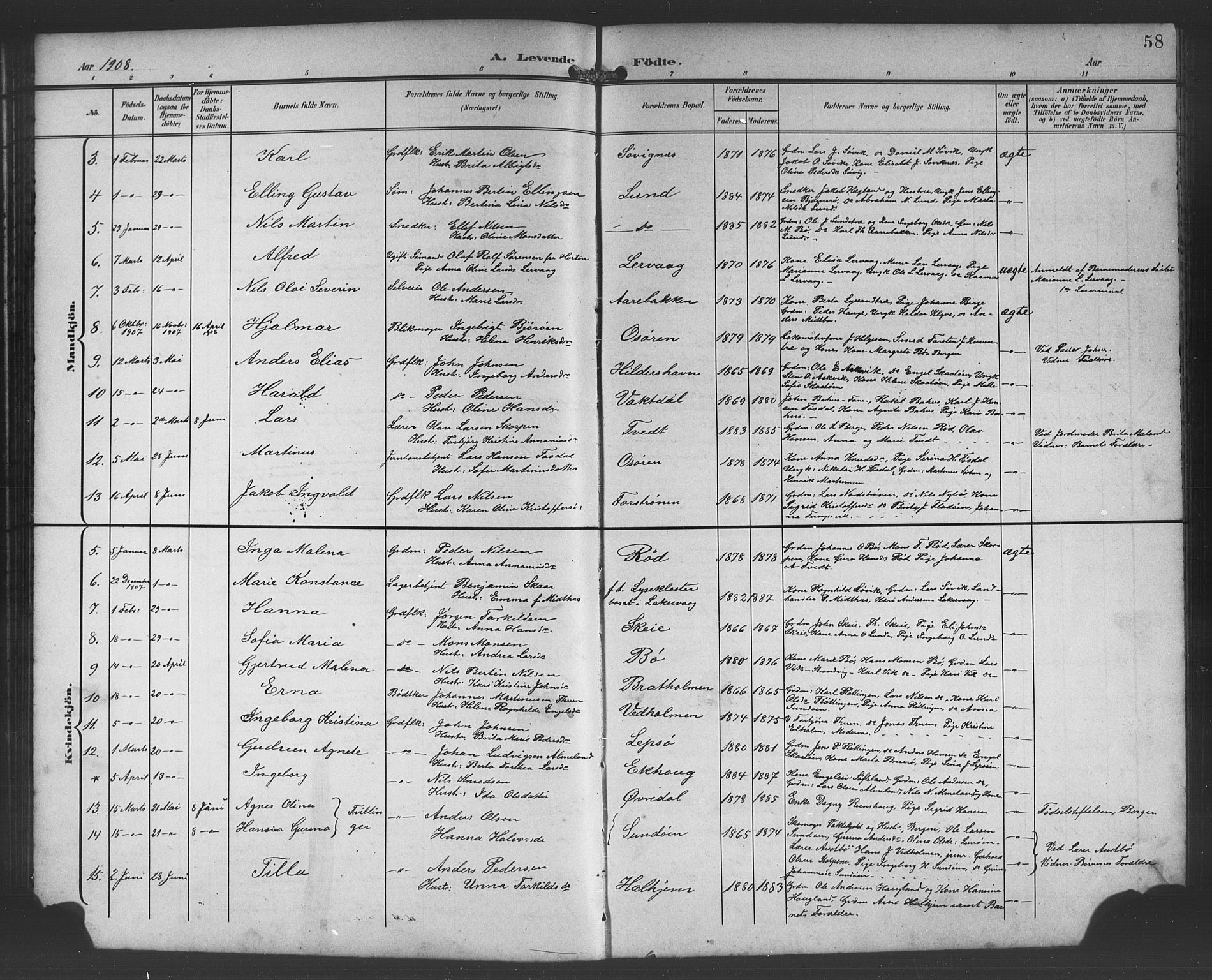 Os sokneprestembete, AV/SAB-A-99929: Parish register (copy) no. A 3, 1897-1913, p. 58