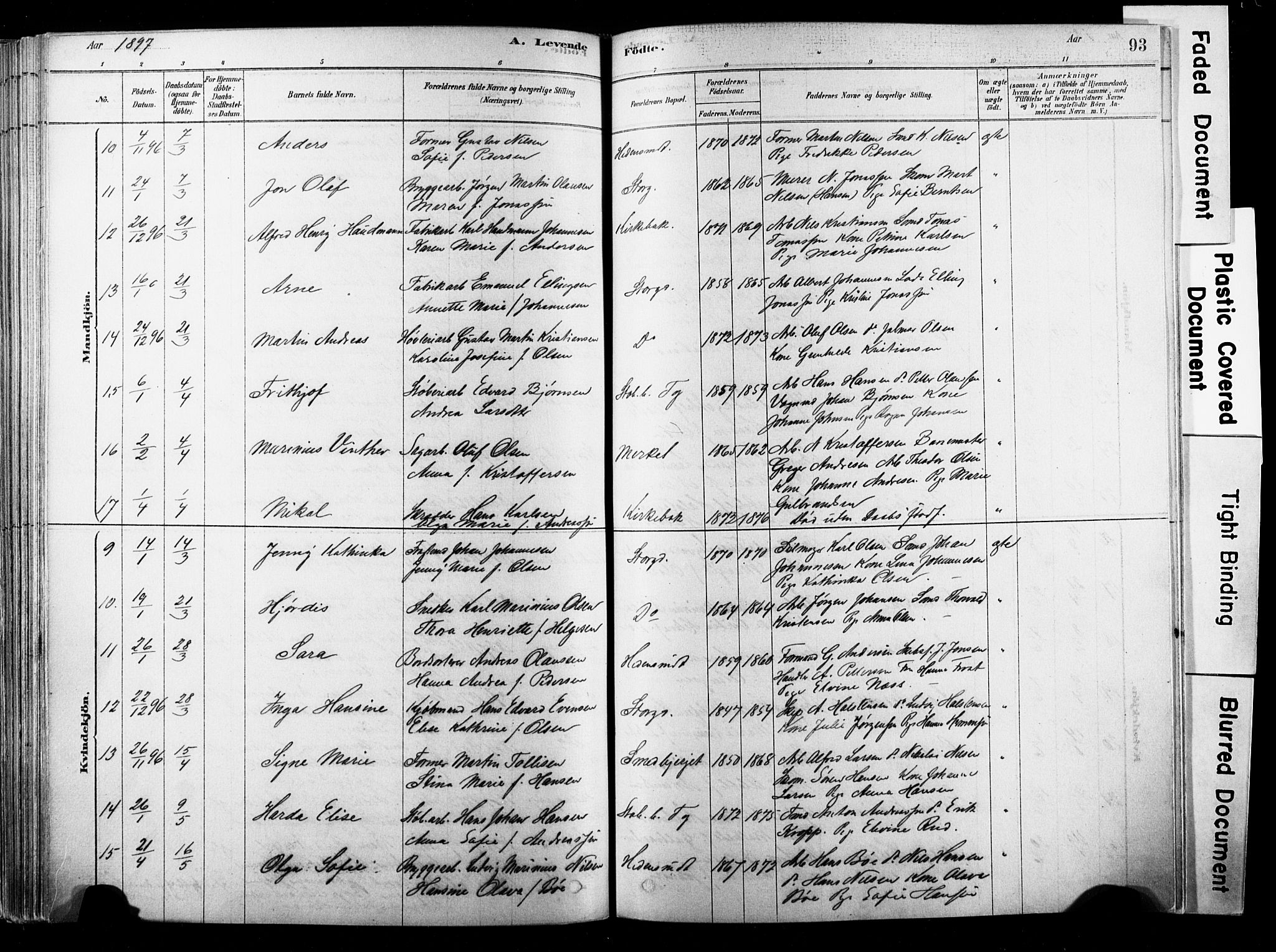 Strømsø kirkebøker, SAKO/A-246/F/Fb/L0006: Parish register (official) no. II 6, 1879-1910, p. 93