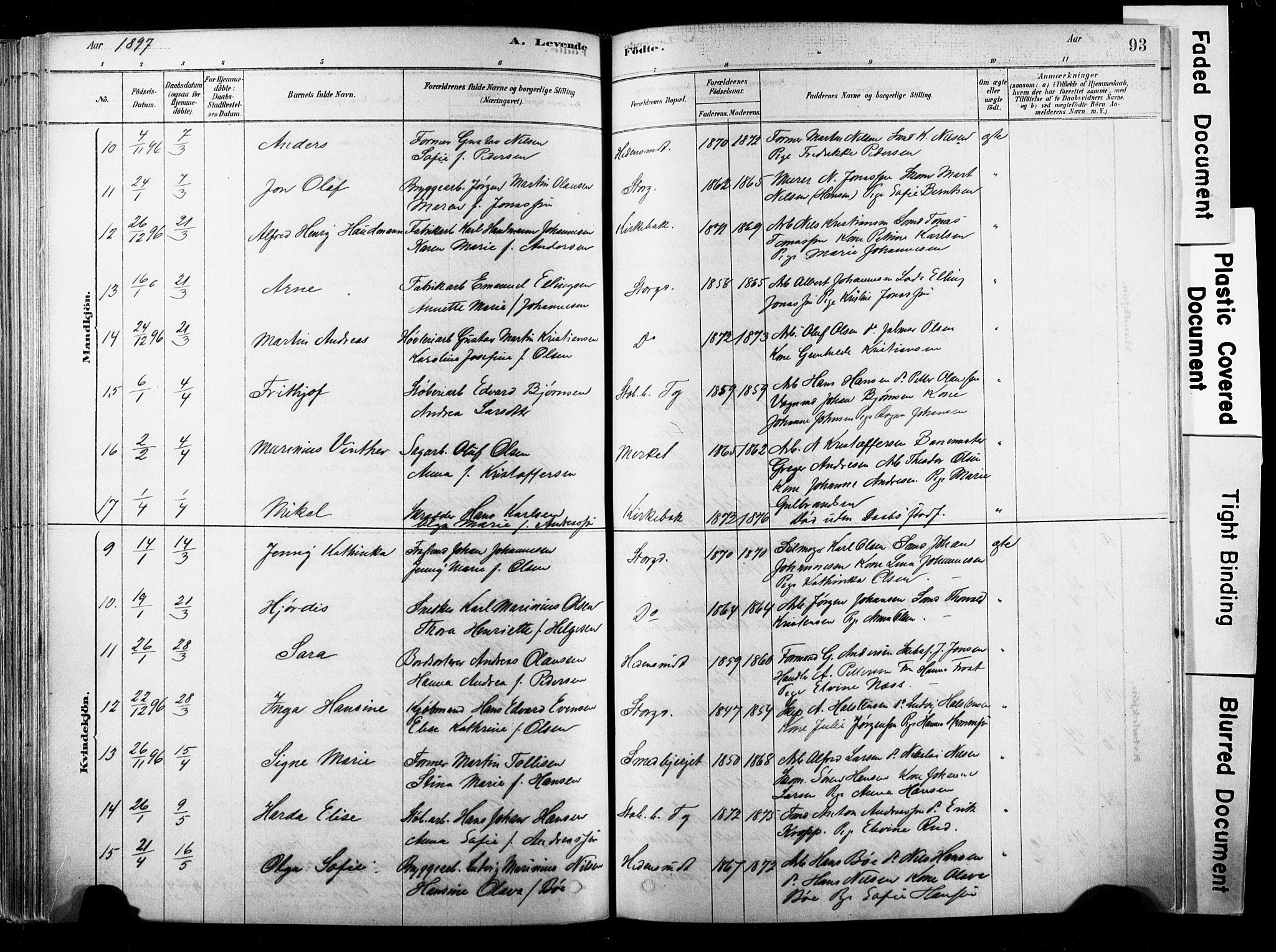 Strømsø kirkebøker, AV/SAKO-A-246/F/Fb/L0006: Parish register (official) no. II 6, 1879-1910, p. 93