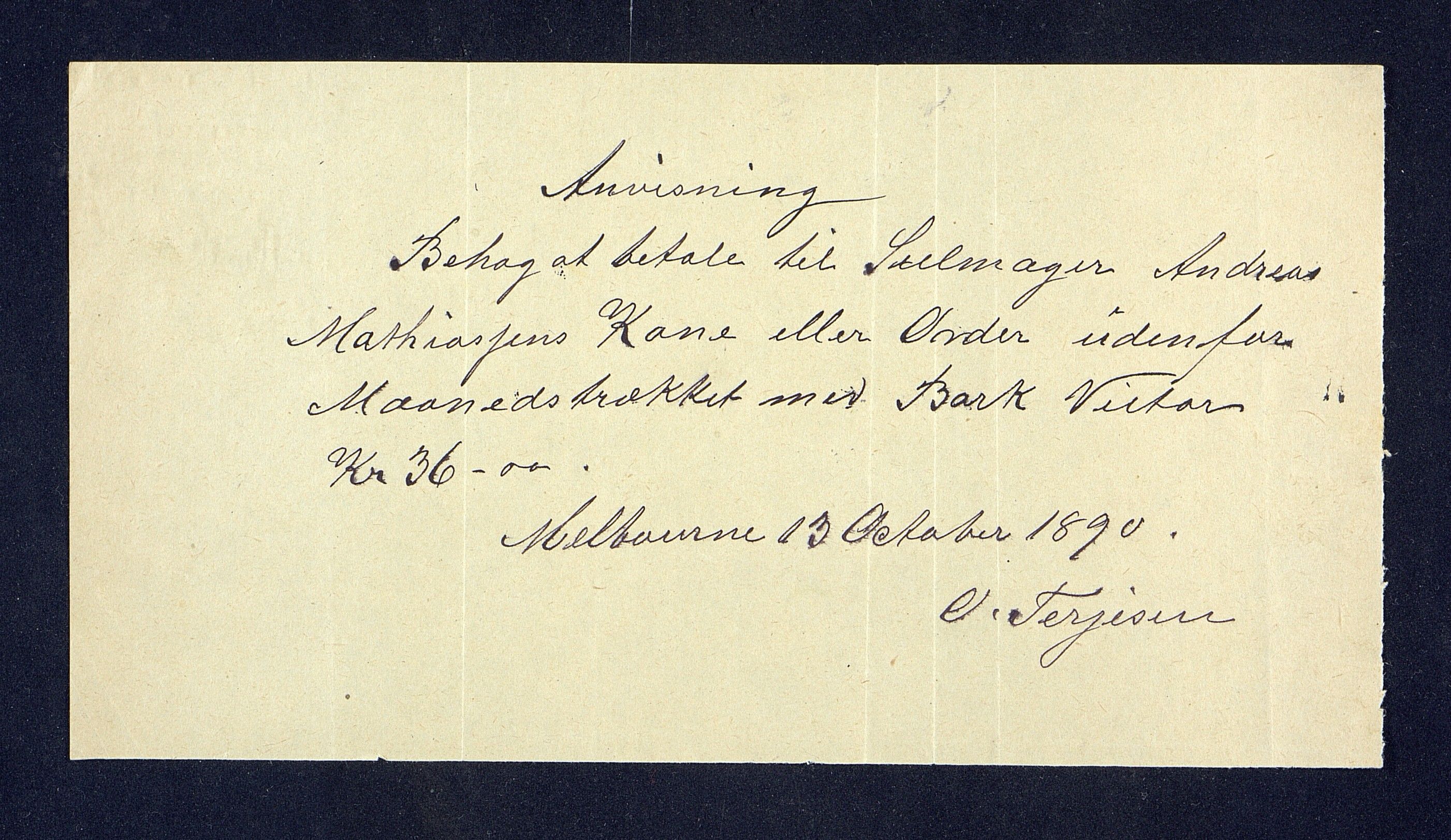 O. Terjesens rederi, AAKS/PA-2525/R/R02/L0001: Regnskapsbilag, 1884-1898