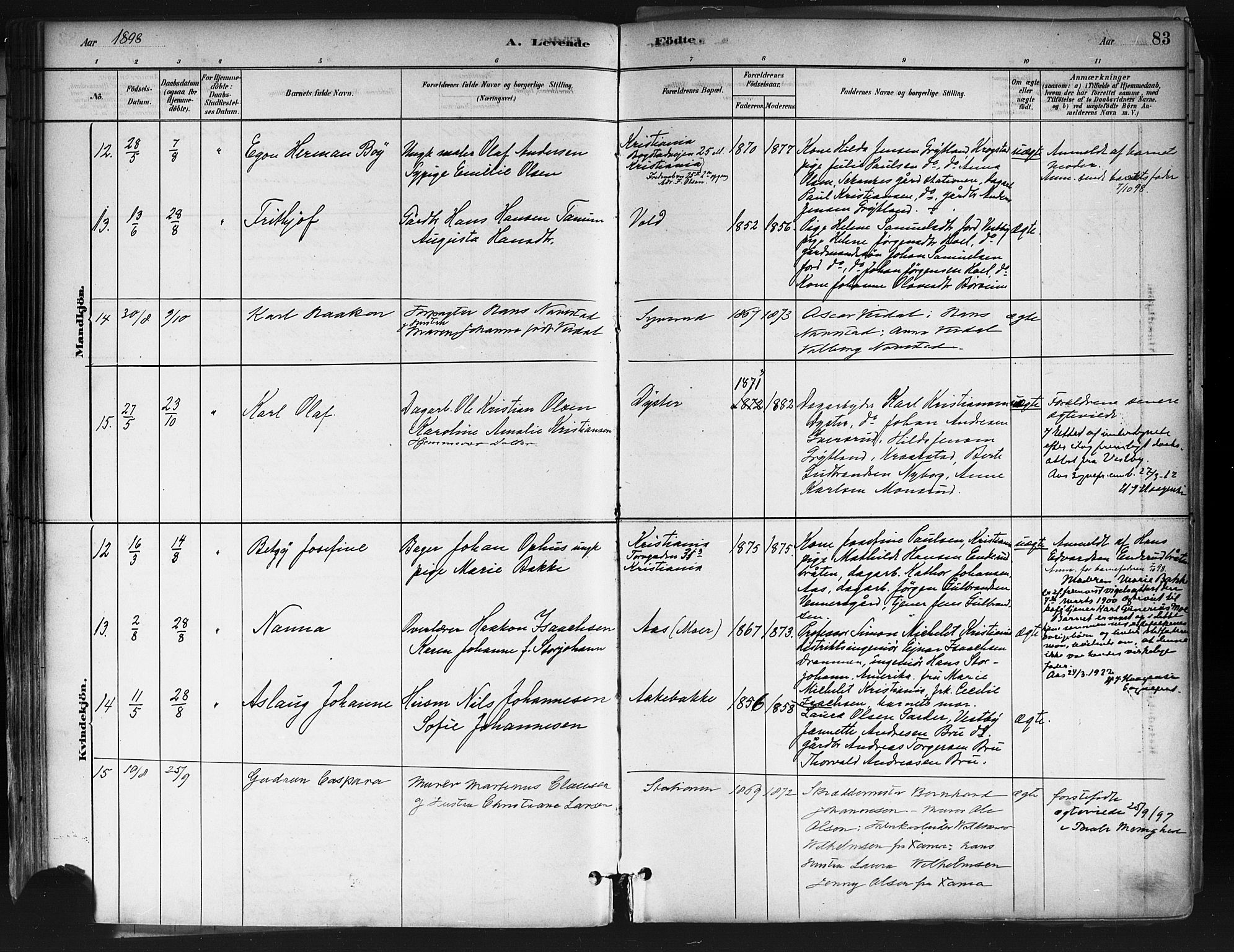 Ås prestekontor Kirkebøker, SAO/A-10894/F/Fa/L0009: Parish register (official) no. I 9, 1881-1900, p. 83