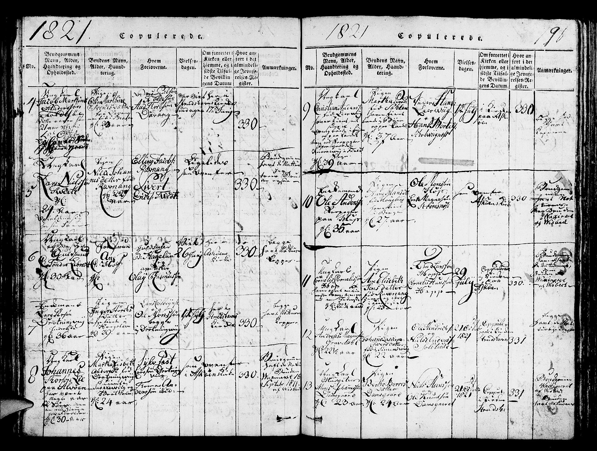 Askøy Sokneprestembete, AV/SAB-A-74101/H/Ha/Hab/Haba/L0002: Parish register (copy) no. A 2, 1815-1846, p. 198