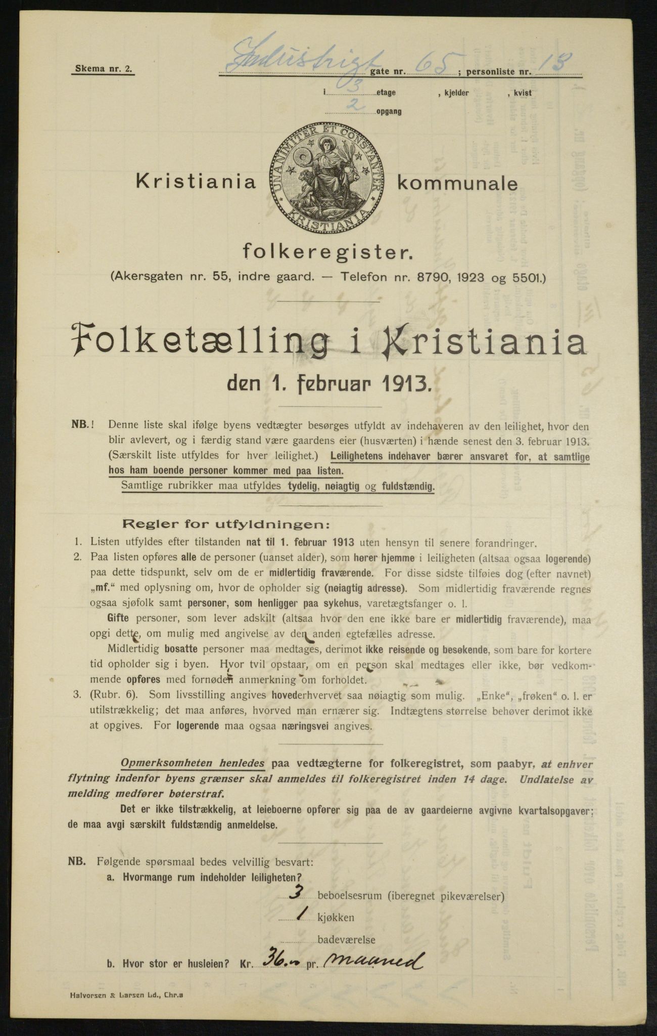 OBA, Municipal Census 1913 for Kristiania, 1913, p. 43532