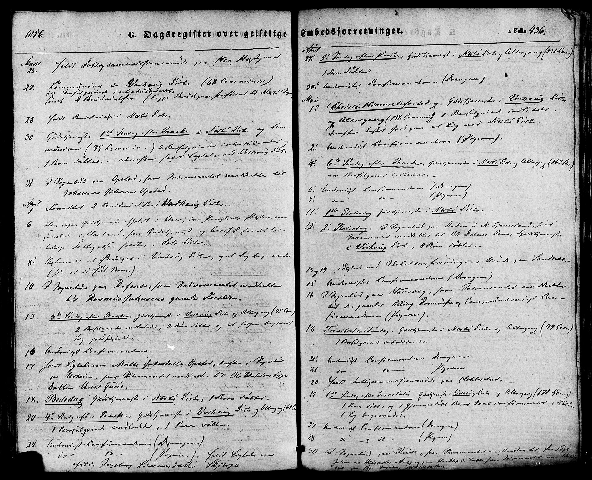 Hå sokneprestkontor, AV/SAST-A-101801/001/30BA/L0008: Parish register (official) no. A 7, 1853-1878, p. 436