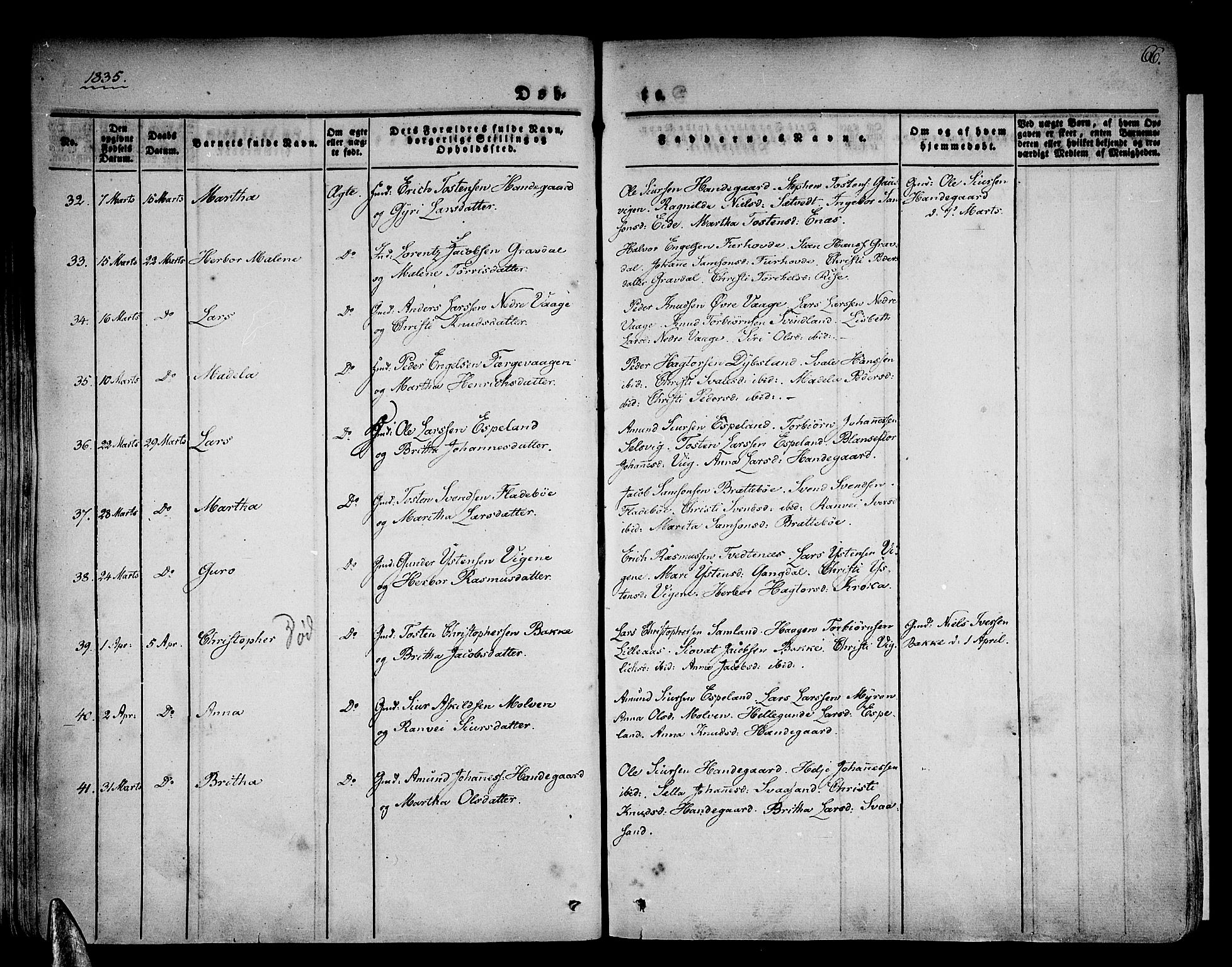 Strandebarm sokneprestembete, AV/SAB-A-78401/H/Haa: Parish register (official) no. A 6, 1826-1843, p. 66