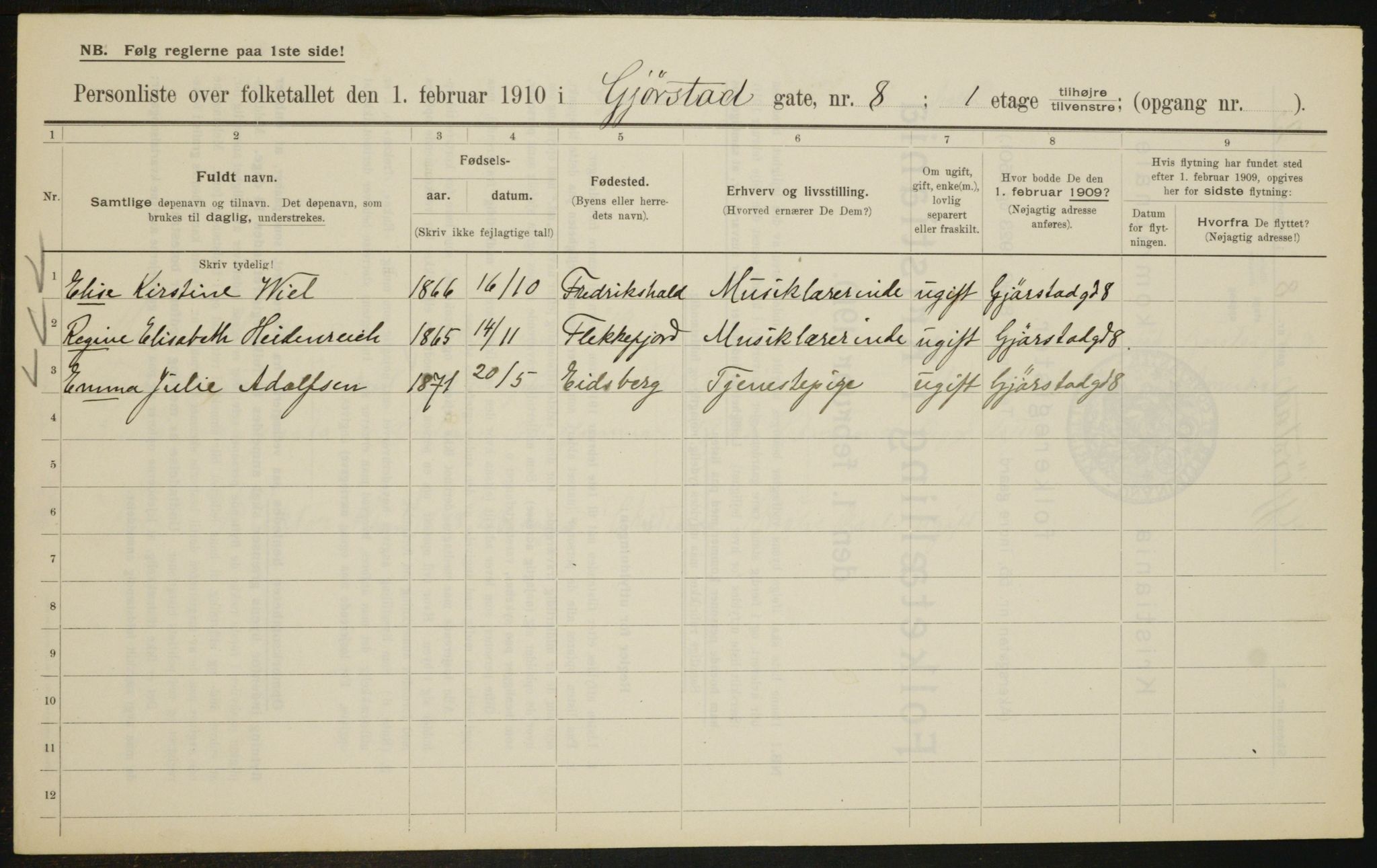 OBA, Municipal Census 1910 for Kristiania, 1910, p. 27887