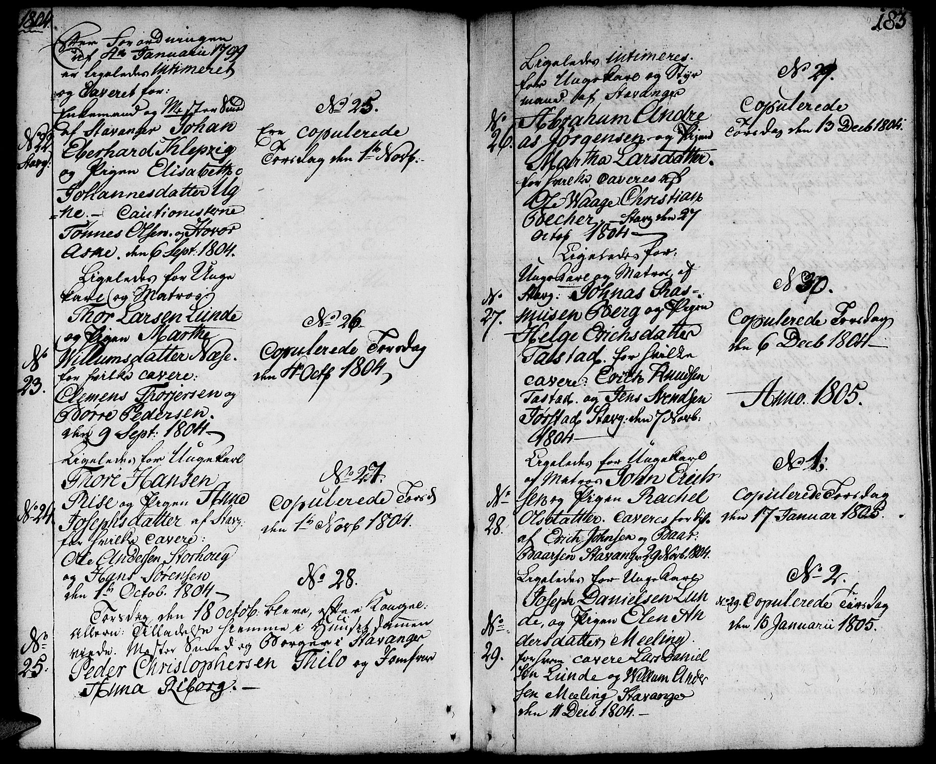 Domkirken sokneprestkontor, SAST/A-101812/001/30/30BA/L0006: Parish register (official) no. A 6, 1783-1815, p. 183