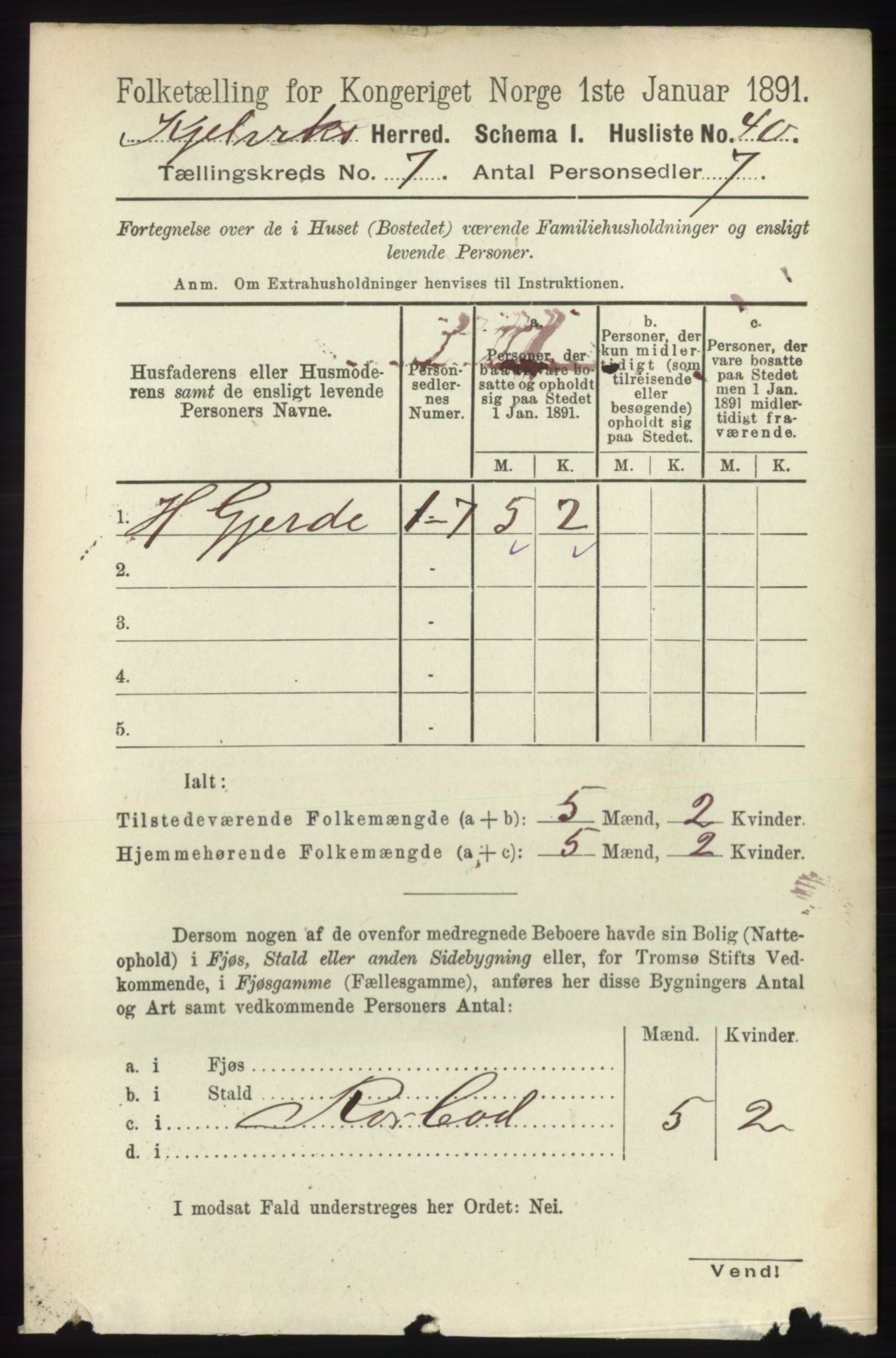 RA, 1891 census for 2019 Kjelvik, 1891, p. 885