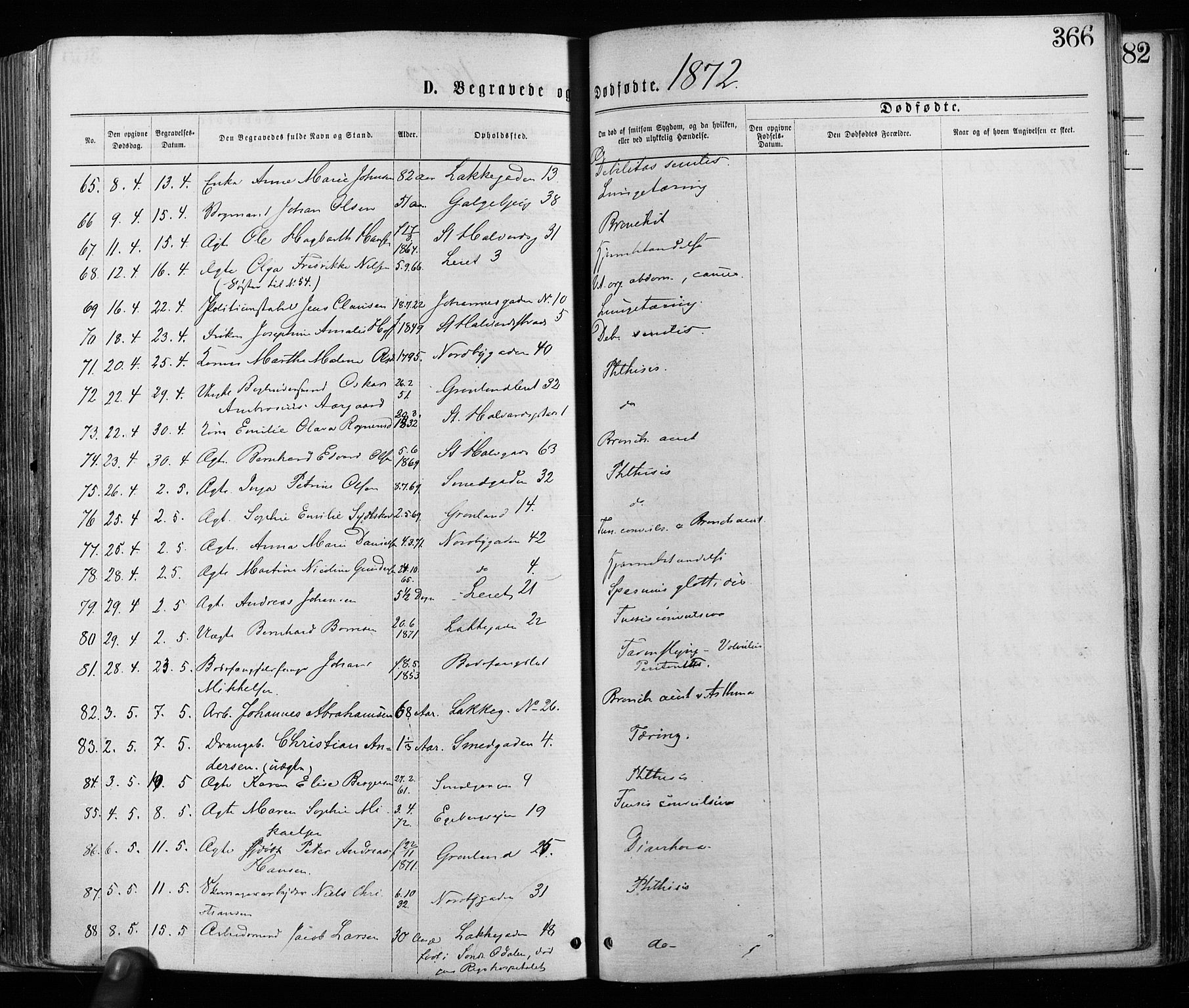 Grønland prestekontor Kirkebøker, AV/SAO-A-10848/F/Fa/L0005: Parish register (official) no. 5, 1869-1880, p. 366