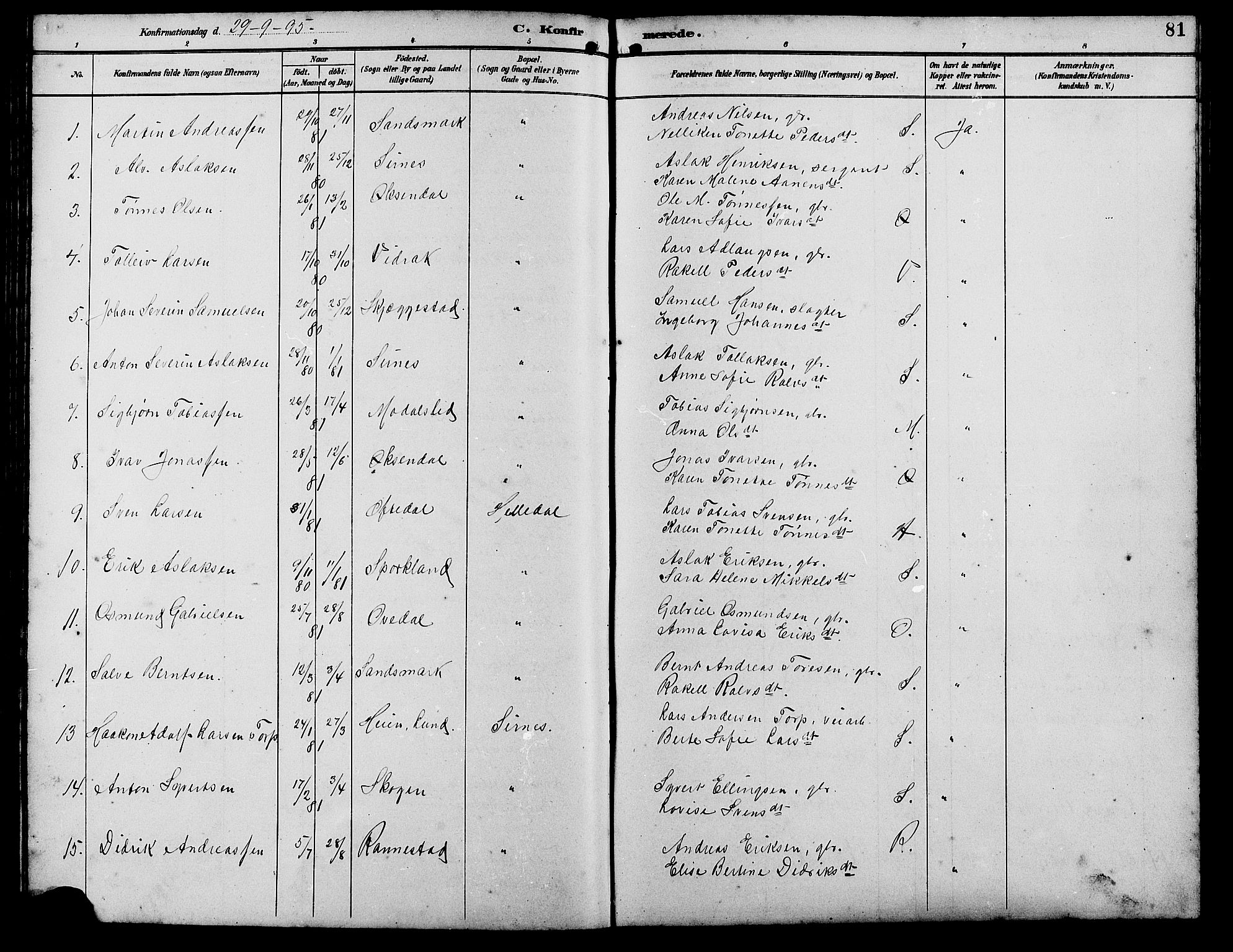 Bakke sokneprestkontor, SAK/1111-0002/F/Fb/Fba/L0003: Parish register (copy) no. B 3, 1894-1910, p. 81