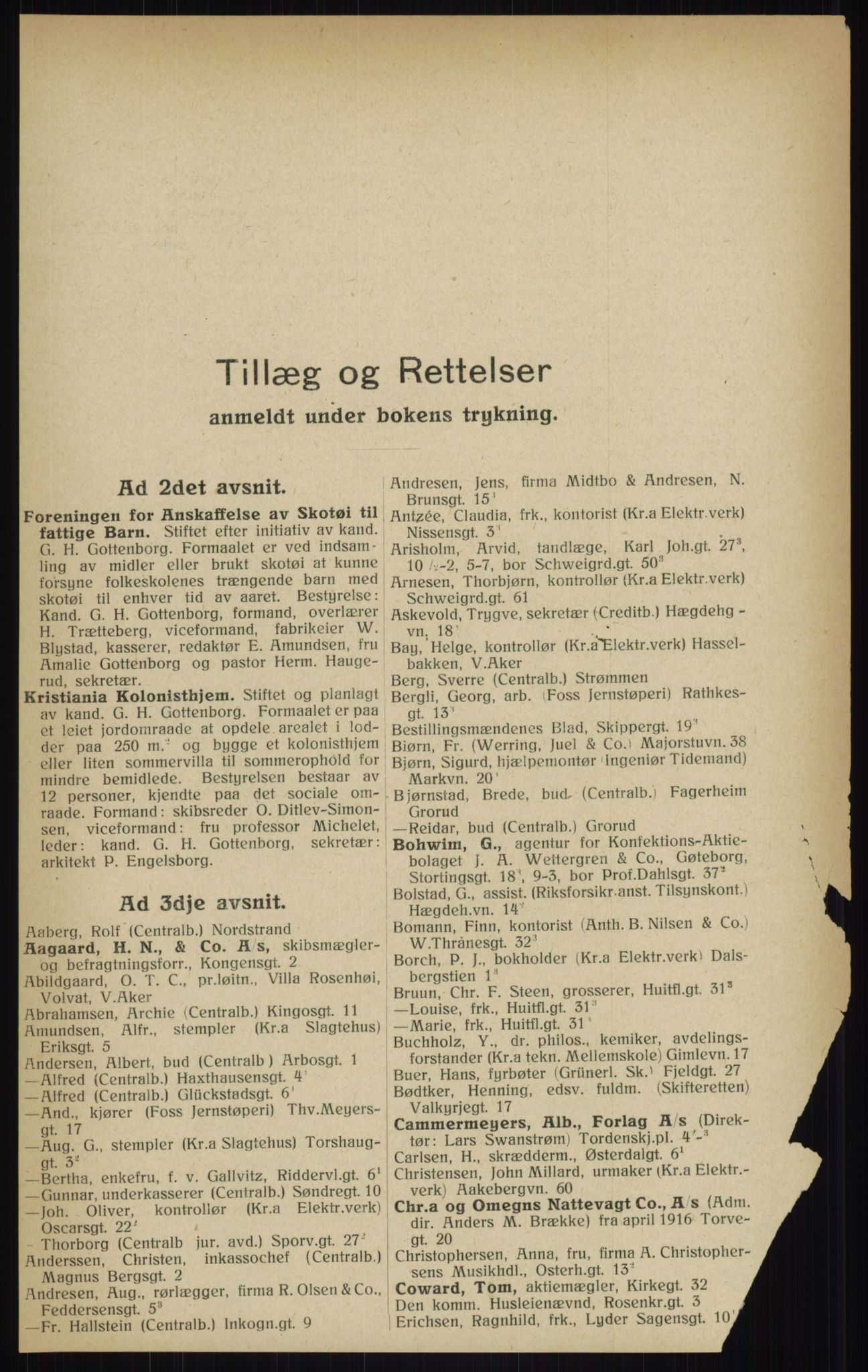 Kristiania/Oslo adressebok, PUBL/-, 1916