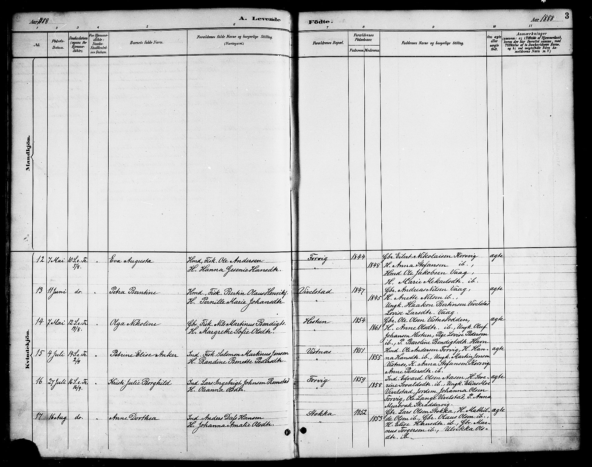 Ministerialprotokoller, klokkerbøker og fødselsregistre - Nordland, AV/SAT-A-1459/819/L0277: Parish register (copy) no. 819C03, 1888-1917, p. 3