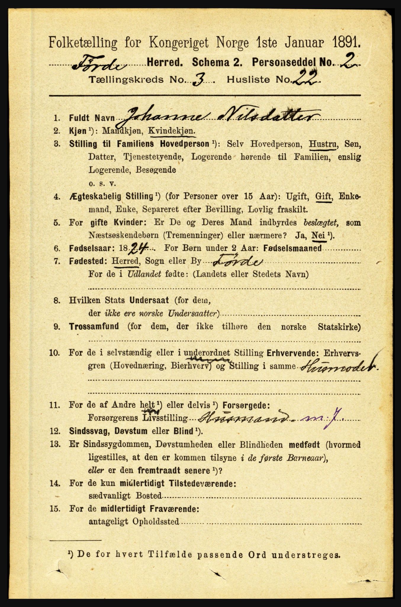 RA, 1891 census for 1432 Førde, 1891, p. 961