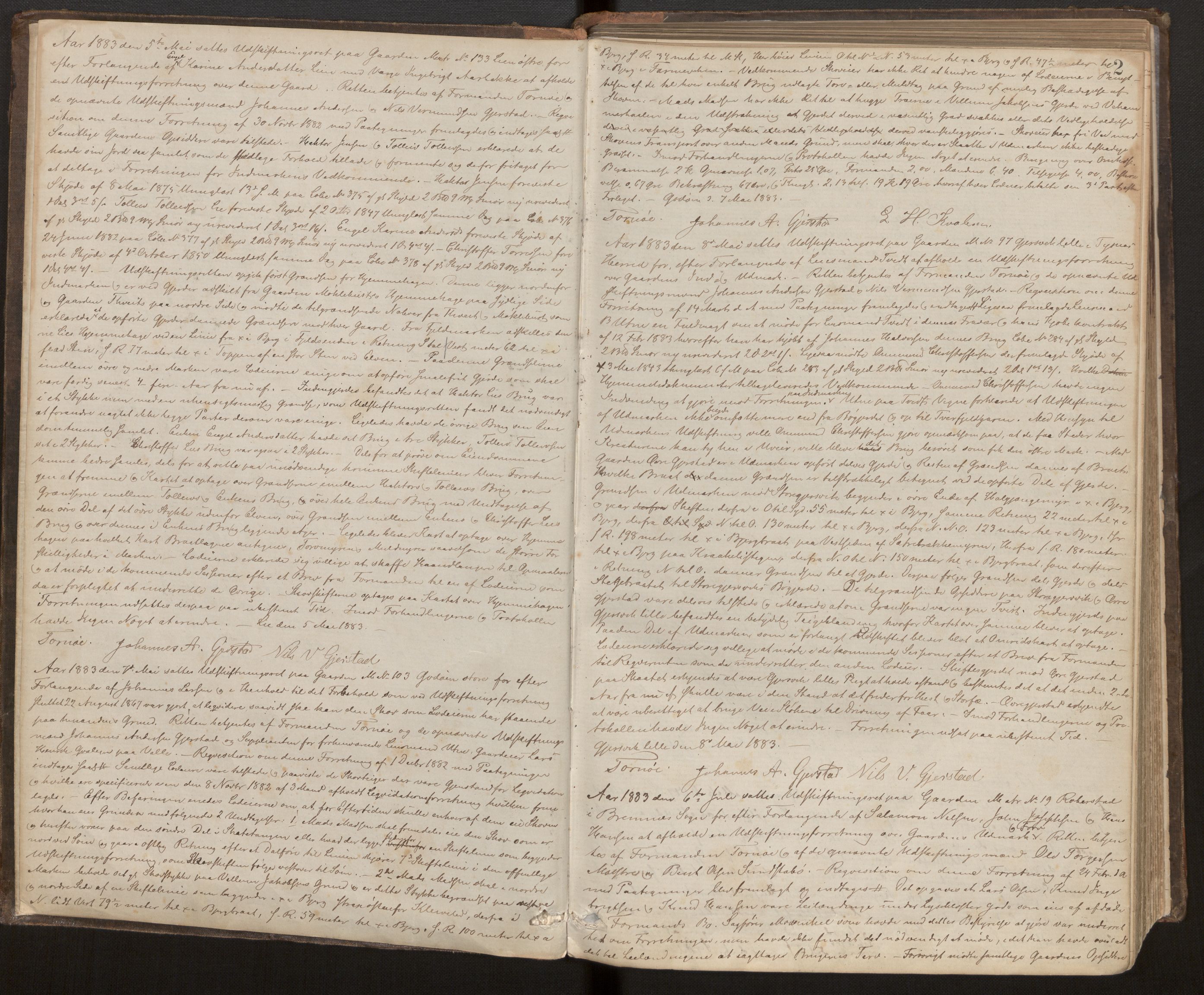 Hordaland jordskiftedøme - VI Sunnhordland jordskiftedistrikt, AV/SAB-A-7301/A/Aa/L0007: Forhandlingsprotokoll, 1883-1886, p. 1b-2a